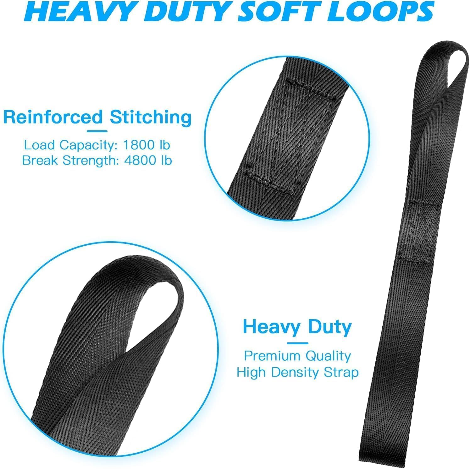 Soft Loop Tie down Straps - 4 Pack Heavy Duty Motorcycle Fastening Device, Nylon Cargo Straps for Motorbike (Orange) image number 6