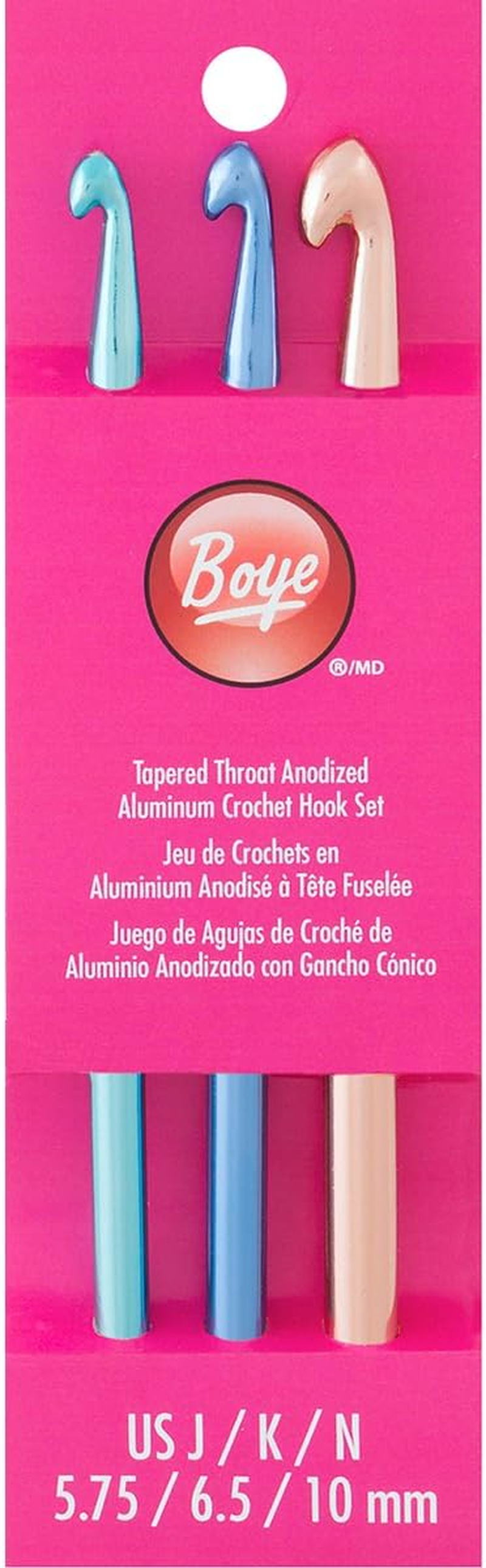 Boye 6 Inch Aluminium Crochet Hook Set - Size J - K - N