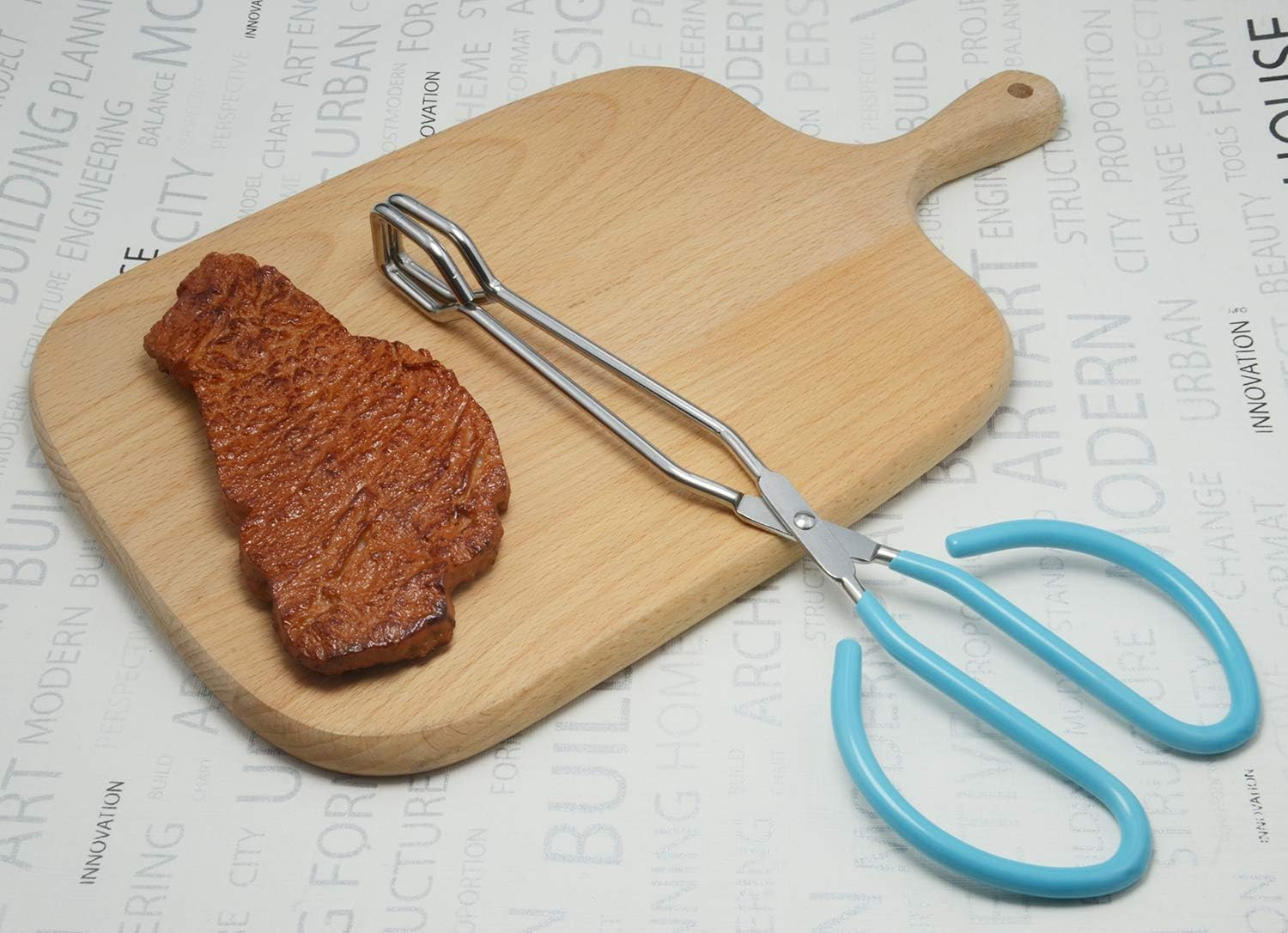 Scissor Style Tongs Stainless Steel Grilling Tongs Hotdog Tongs (2 Styles, Set of 2) image number 4