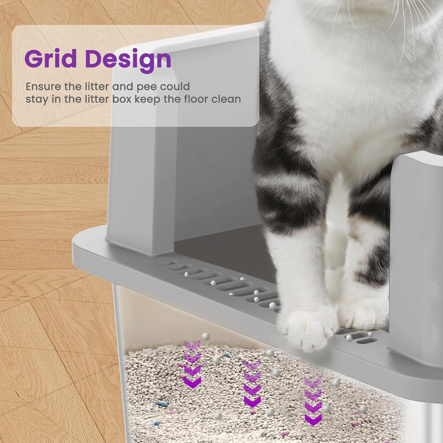 XXXL Stainless Steel Litter Box for Cats, 70 X 50 X 15 Cm Extra Large Metal Litter Box with High Sided Lid, for Big Cats, Multi-Cat Household, Non-Sticky & Easy to Clean image number 3