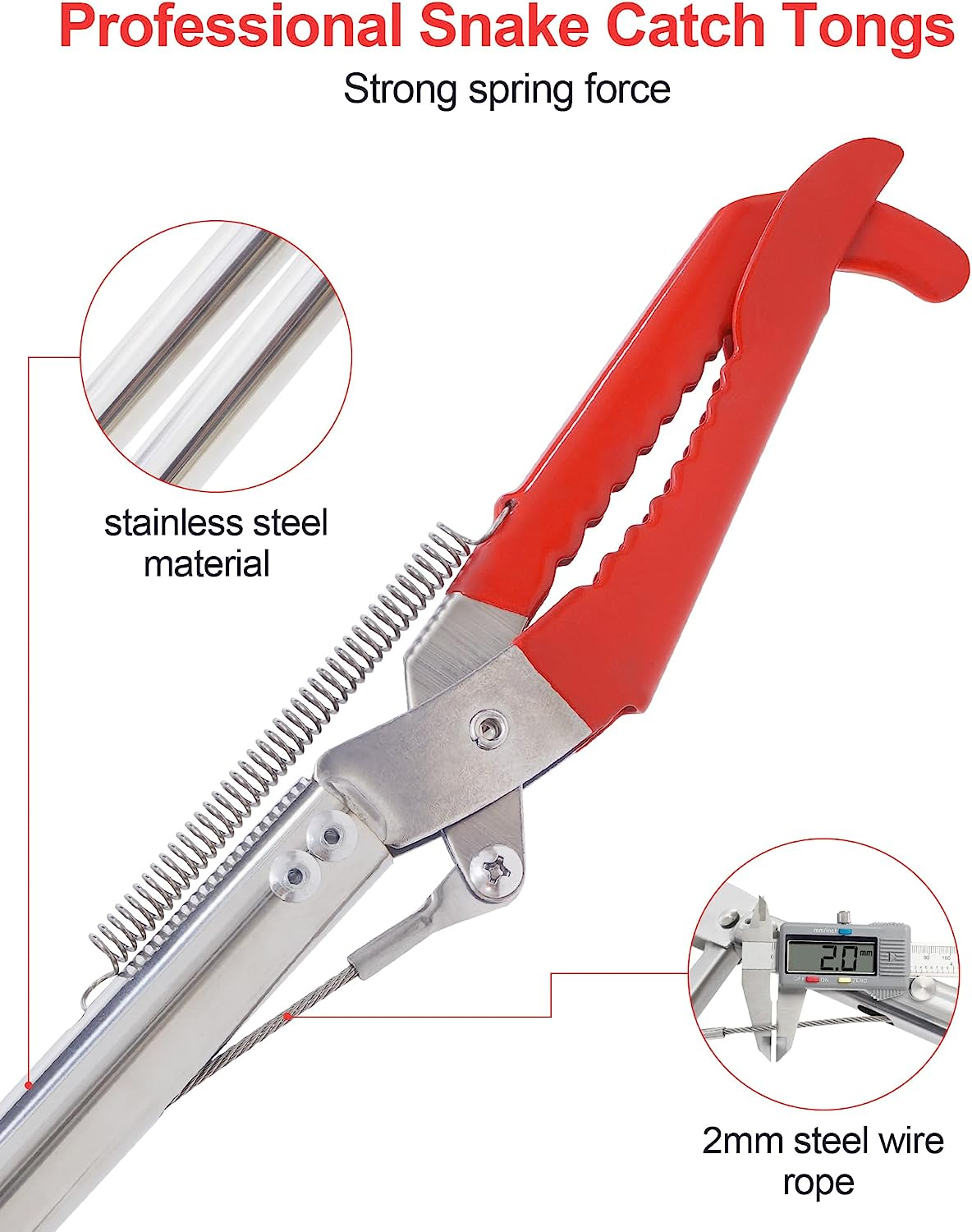 ZOTO 47" Snake Grabber Tool, Collapsible Snake Catcher Tongs, Professional Reptile Grabber Rattle Wide Jaw Handling Tool with Lock for Rattlesnake image number 4