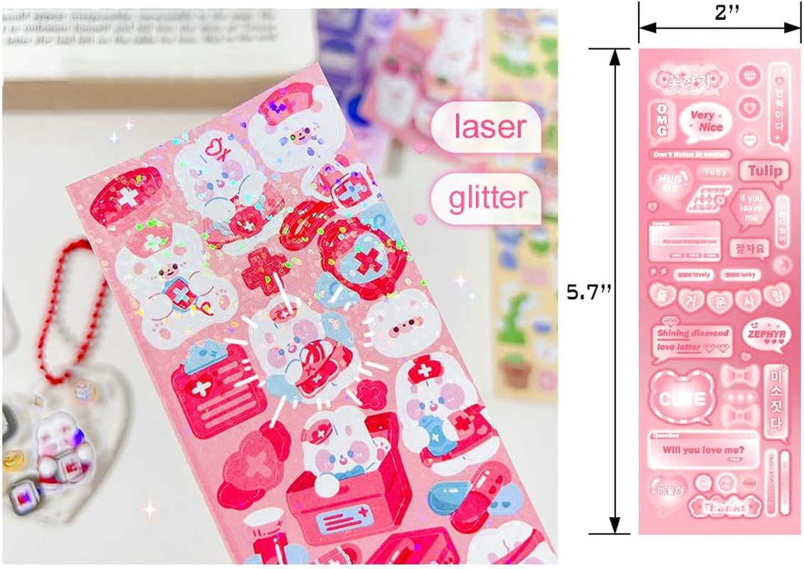 100 Sheets Deco Stickers, Photocard Ribbon Butterfly Heart Alphabet Cute Stickers for Journaling Anniversary Family Photo Album Arts Crafts Scrapbooking image number 1