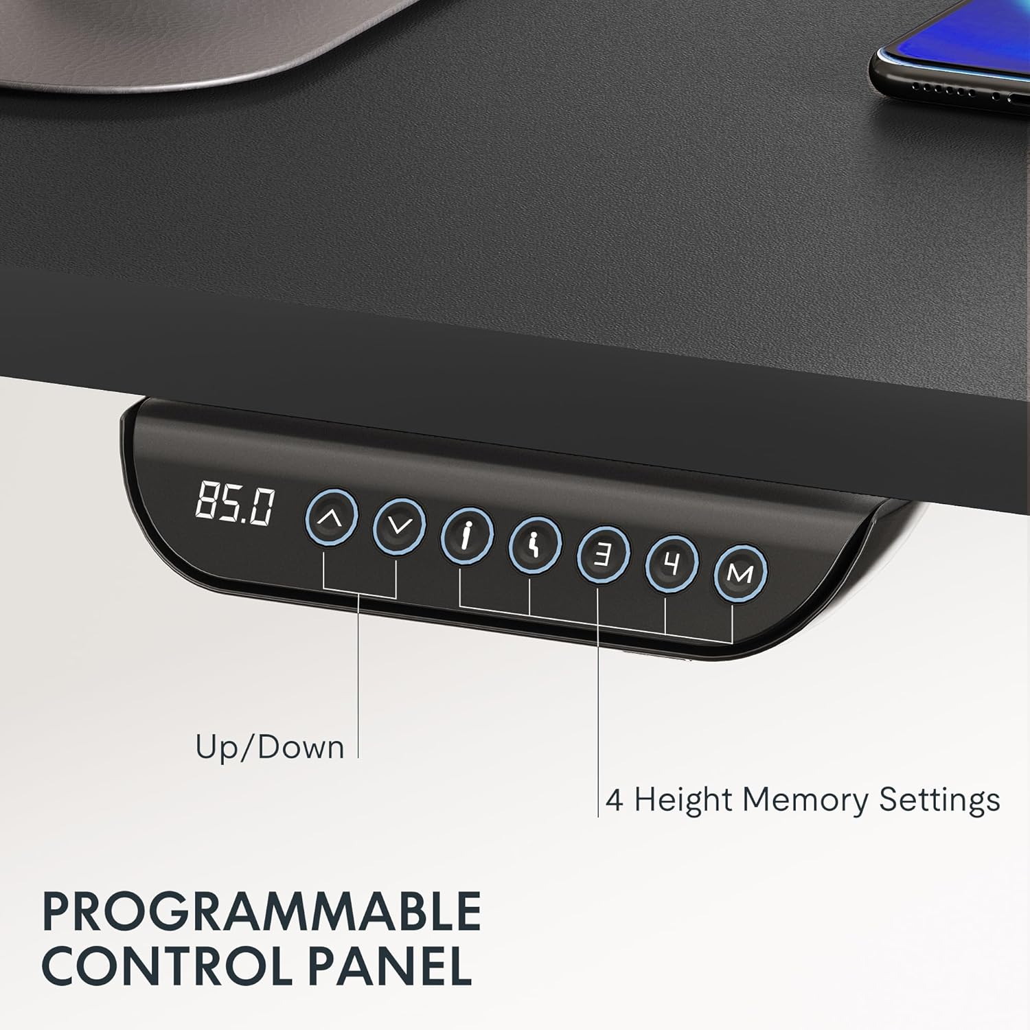 FLEXISPOT E6 Dual Motor 3 Stages Standing Desk 150X75 Cm Whole-Piece Board Height Adjustable Desk Electric Stand up Desk Sit Stand Desk(Black Frame + Black Desktop) image number 1