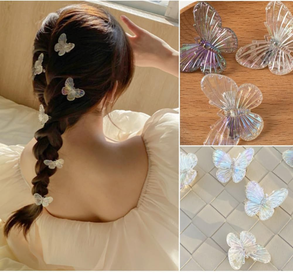 12 Pcs Butterfly Clips for Girls, Small Glitter Butterfly Hair Clips, Tiny Sparkle Hair Clip Plastic Colorful Hair Accessories for Women Girl, for Braids Rave Festival Party Decorations Bulk image number 3
