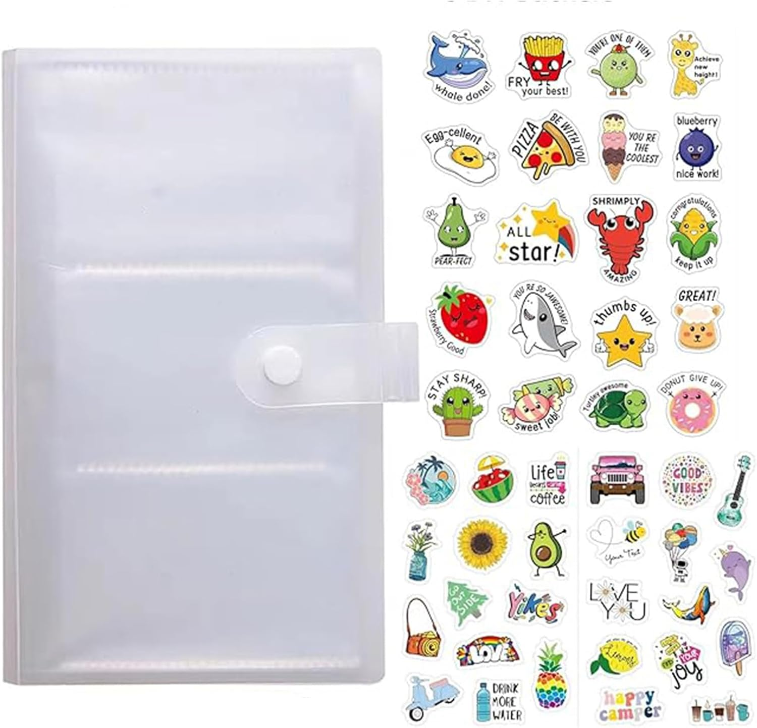 2 PCS Card Holder Storage Binder 21.3 * 11.8CM + 4 Sheet 76 PCS English Reward Stickers, Yoto Card Case Hold up to 120 Yoto Cards/Ea Clear Mini Card Binder Holder for Yoto Player Mini Cards Storage image number 3