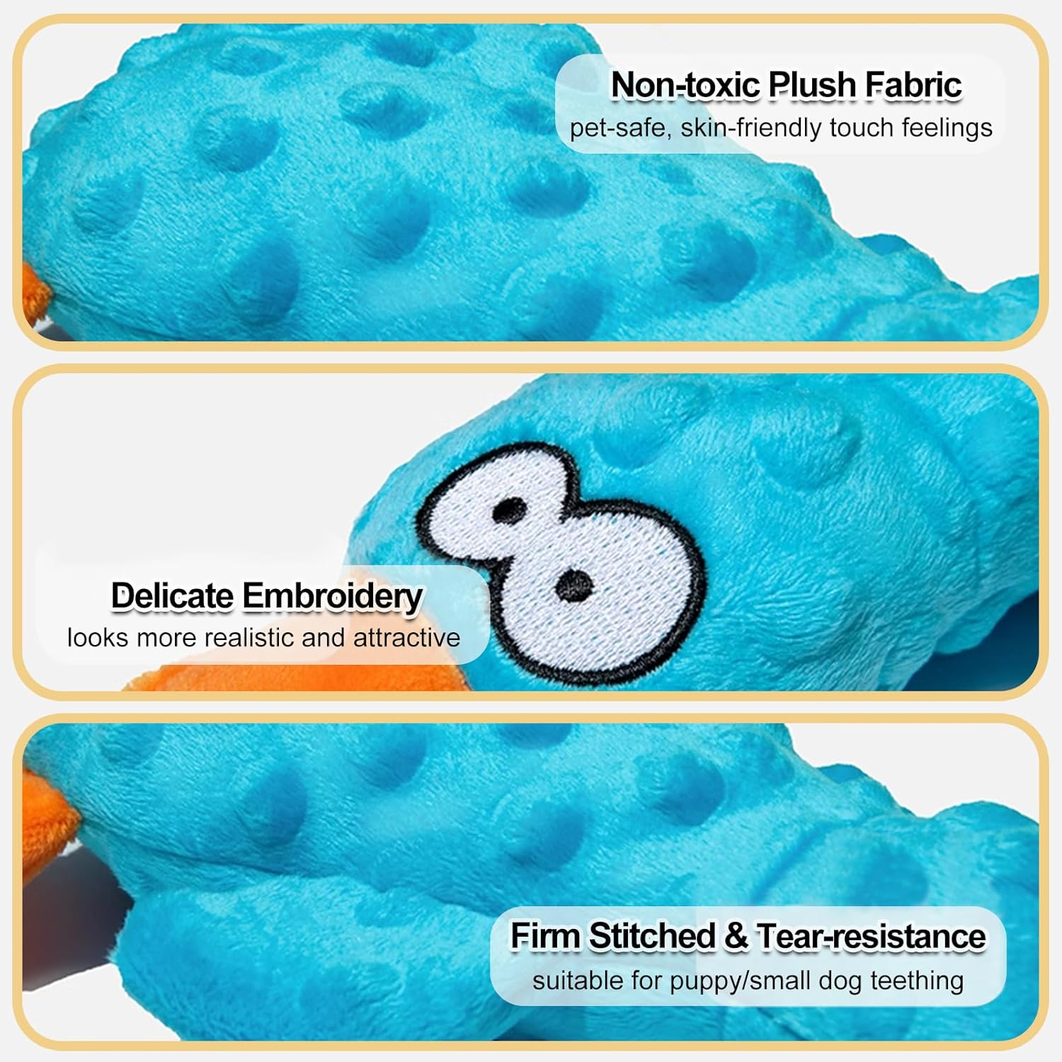 Adpartner Plush Squeak Toys for Dogs, 2 Pack Duck Stuffed Crinkle Dog Toys for Puppy, Durable Interactive Pet Chew Toys Soft Squeaky Pet Toys for Small to Medium Dogs Teething Training Reduce Boredom