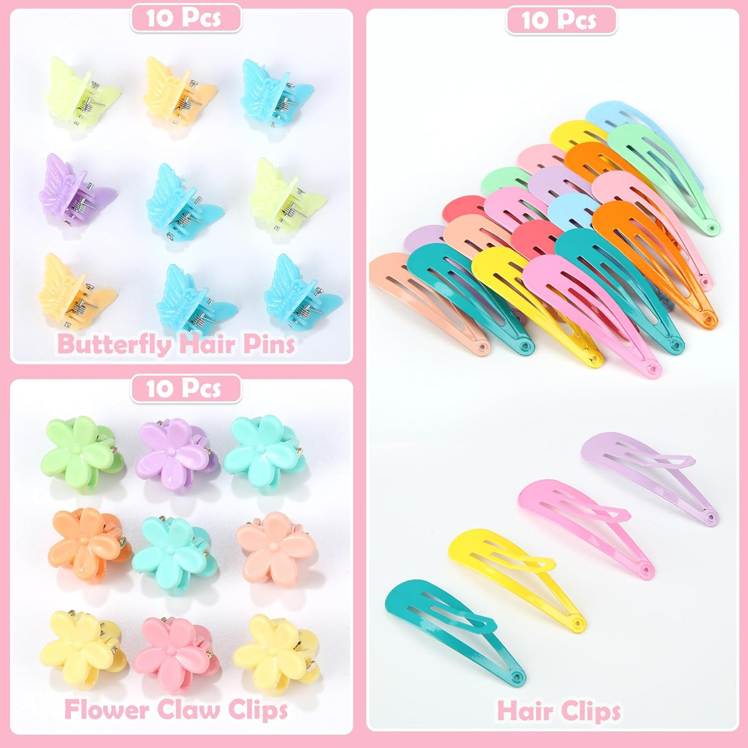 Hair Accessories Set - 1543 Pcs Elastic Bands in 20 Colors, Baby Ties, Tail Tools, Rat Tail Comb, Butterfly Clips with Organizer Box for Girls - Multicolor image number 4