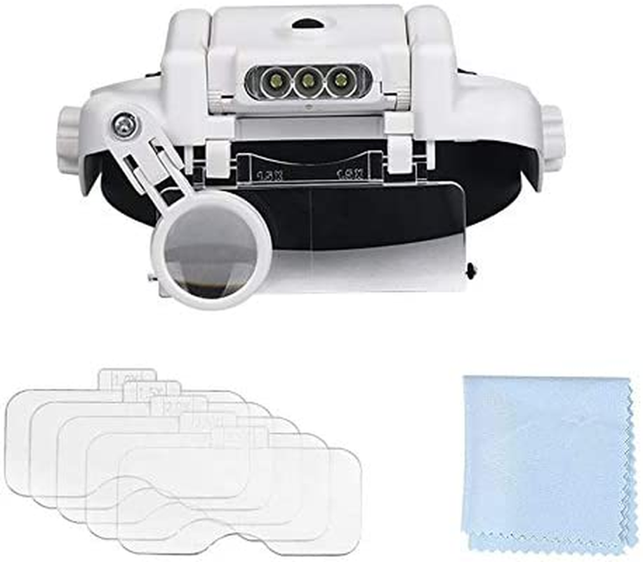 Magnifying Glass with Light for Close Work, Head Mount Magnifier Visor with 3 LED Jeweler'S Loupe Light, 1X to 14X Zoom Hands-Free Lighted Glasses Headset for Reading, Sewing, Watch Repair image number 5