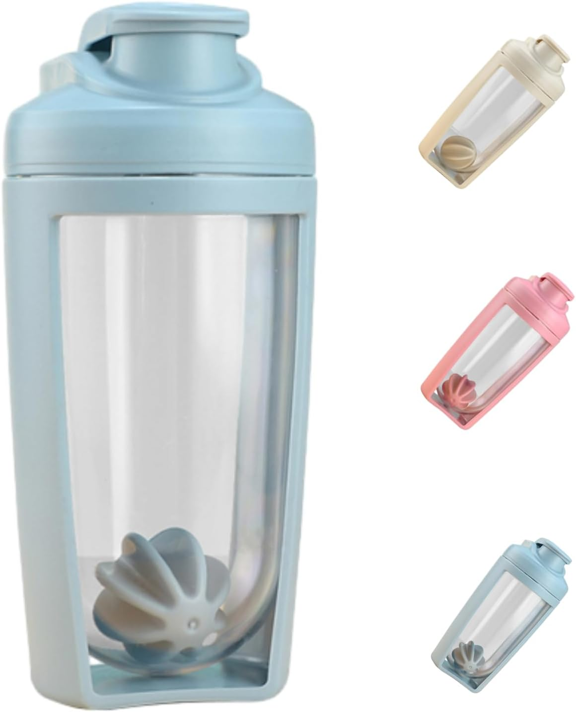 Shaker Bottle 500Ml Protein Mixer with Whisk Ball, Leak Proof Bpa-Free Cup with Handle, Pre-Workout Cup for Gym, Office, Travel