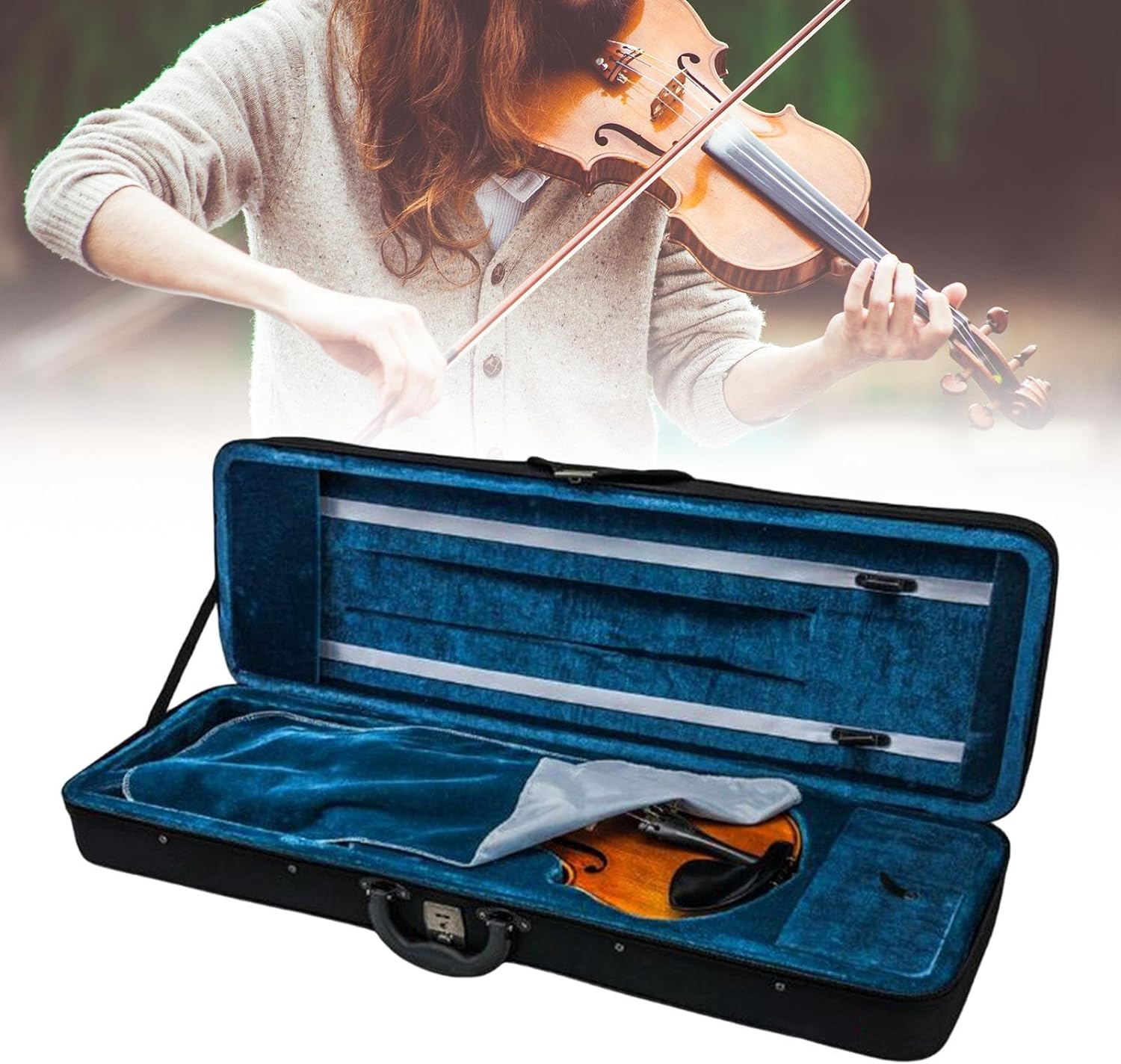 Violin Storage Hard Box with Handle, Lightweight Violin Hard Case, Oblong Violin Carrying Bag, 1 to 8 image number 3