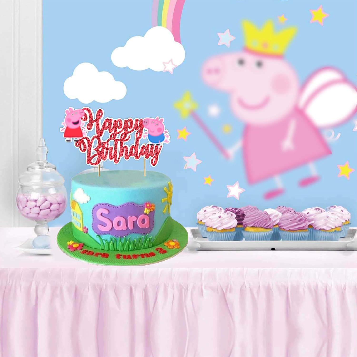 Pepa Pig Happy Birthday Cake Toppers &ndash; Fun & Colorful Party Decoration For| Perfect for Themed Birthdays & Dessert Table Decor image number 6