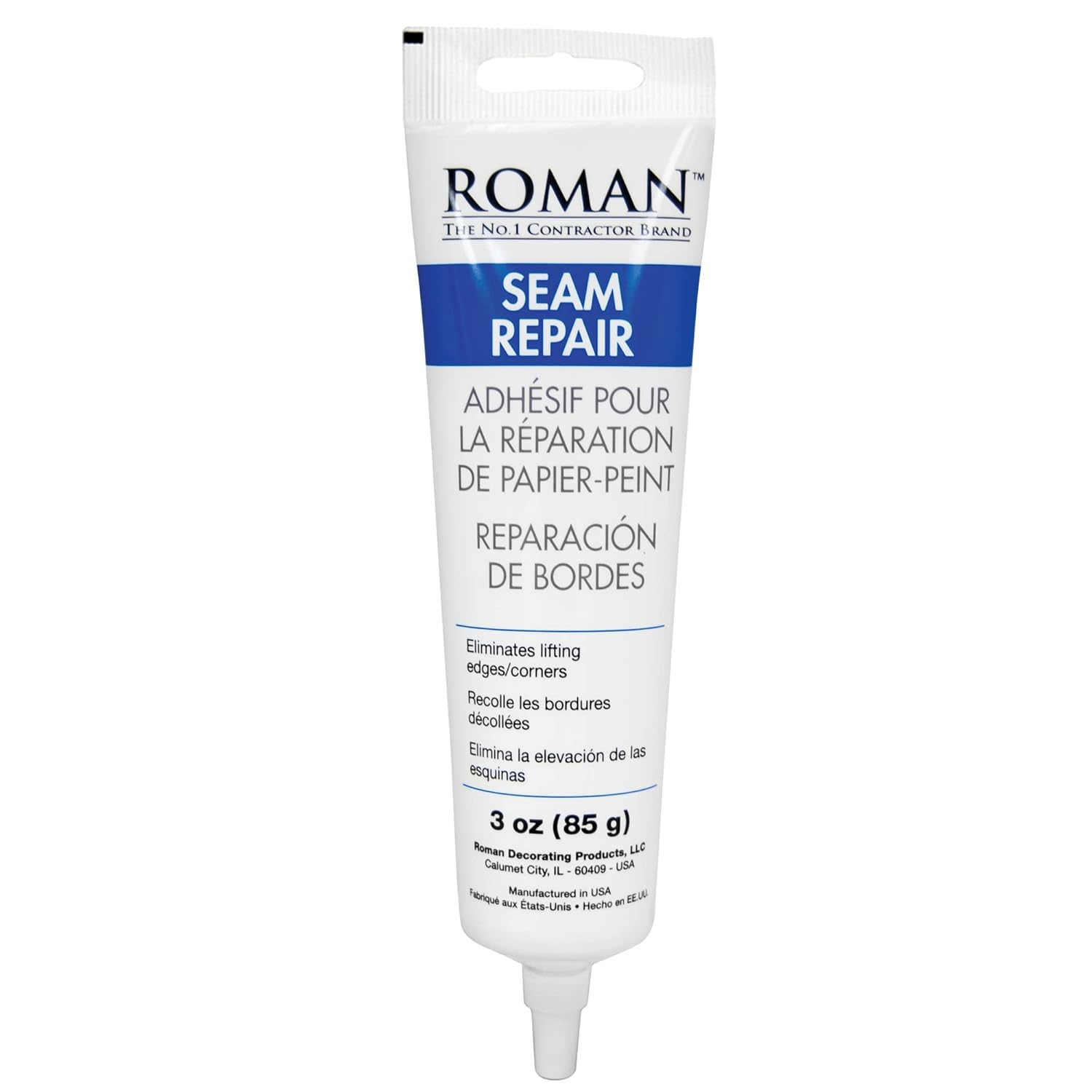 Roman Seam Repair Adhesive - Sealer for Wallpaper Tears and Loose or Overlapping Edges - White, 3 Ounce Tube with Applicator Nozzle image number 5