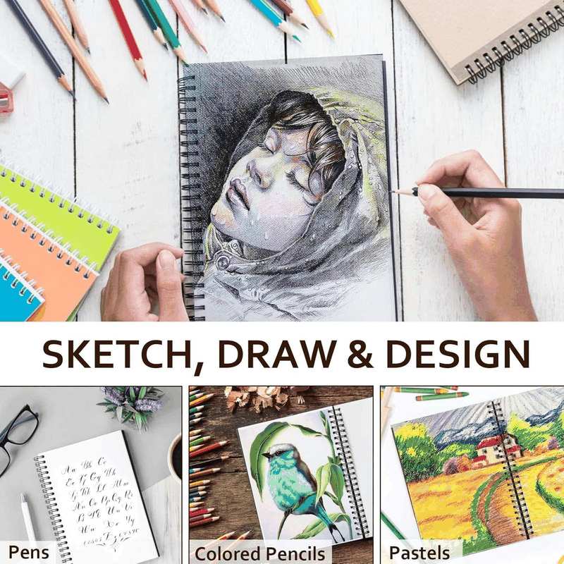 Joy SPOT! 9X12 Inch Sketchbook, Pack of 2, 200 Sheets (68 Lb/100Gsm), Art Sketch Book Pad for Drawing, Artist Sketchbook with Hard Cover, Spiral Binding Sketching Paper Pad for Adults & Teens image number 2