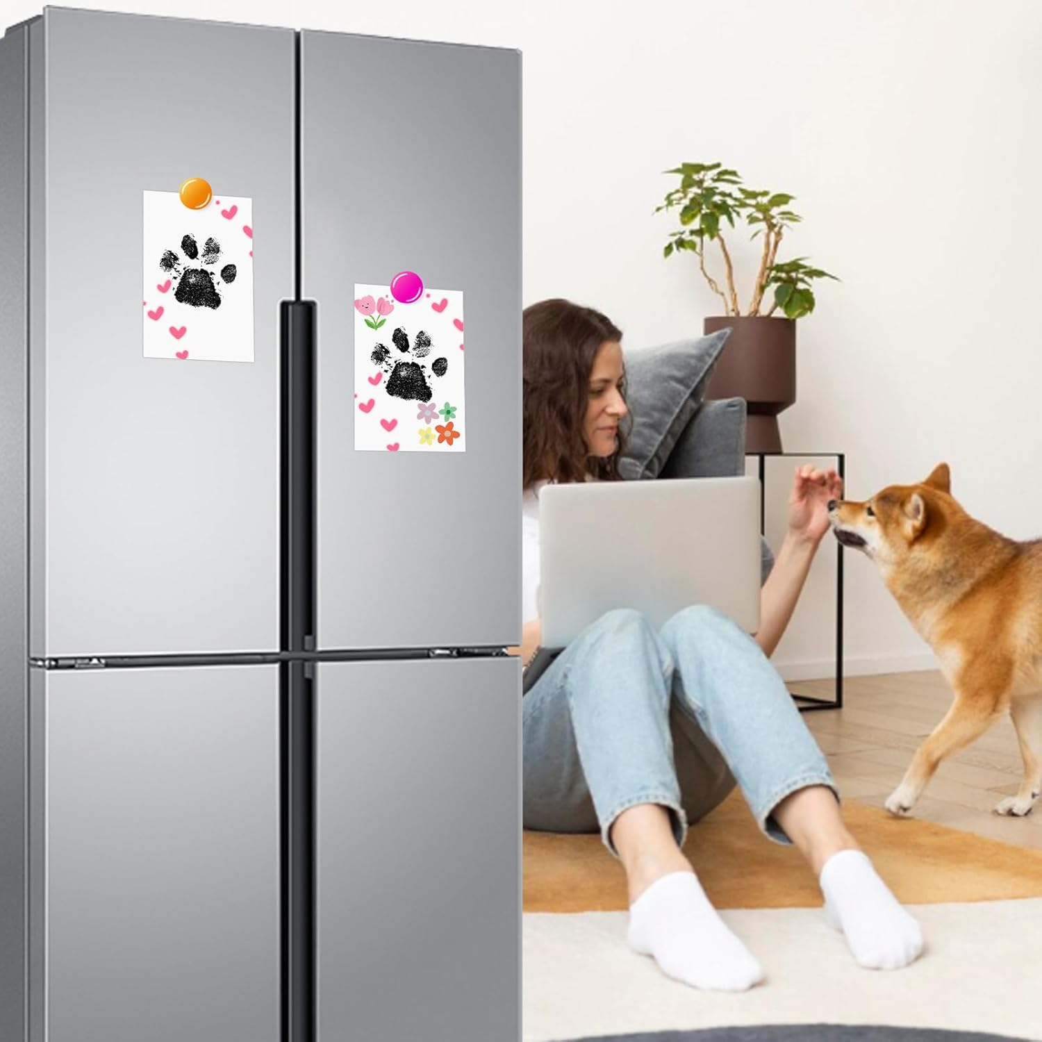 Paw Print Set Dog Cat Footprint 4 Pieces Ink Pad with 8 Cards Baby Dog Snout Print Kit Gift image number 5