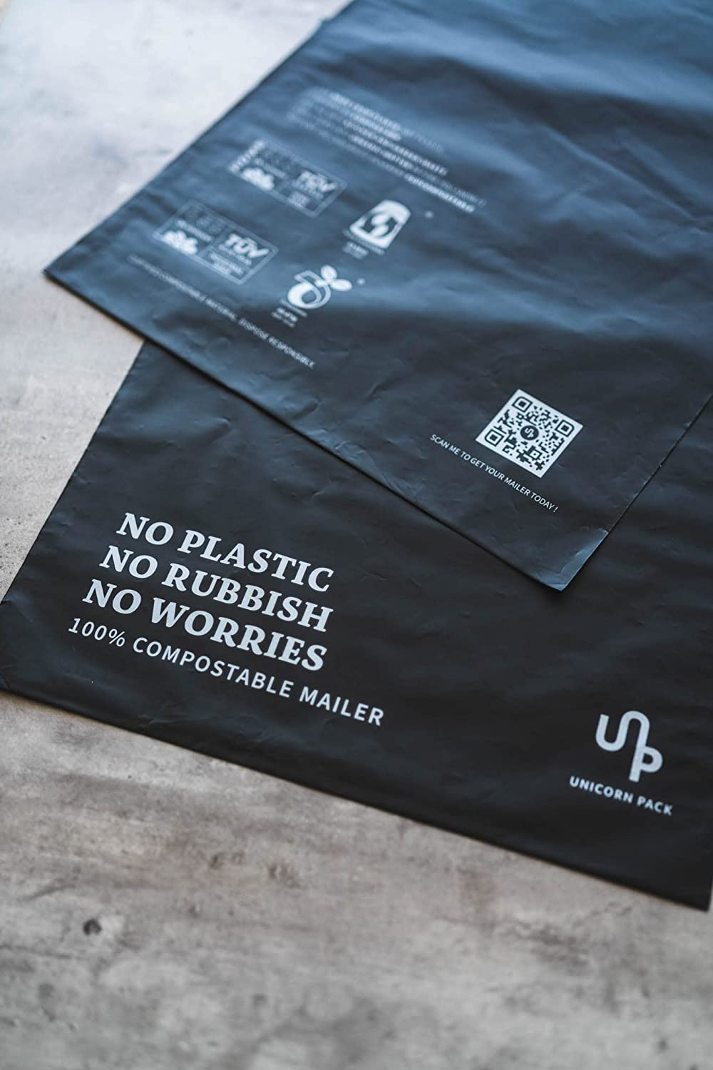 100% Compostable Mailer Biodegradable Satchel Post Packaging Black XS,S,M,L 100PP (Large 39.5 * 45.5CM) image number 1