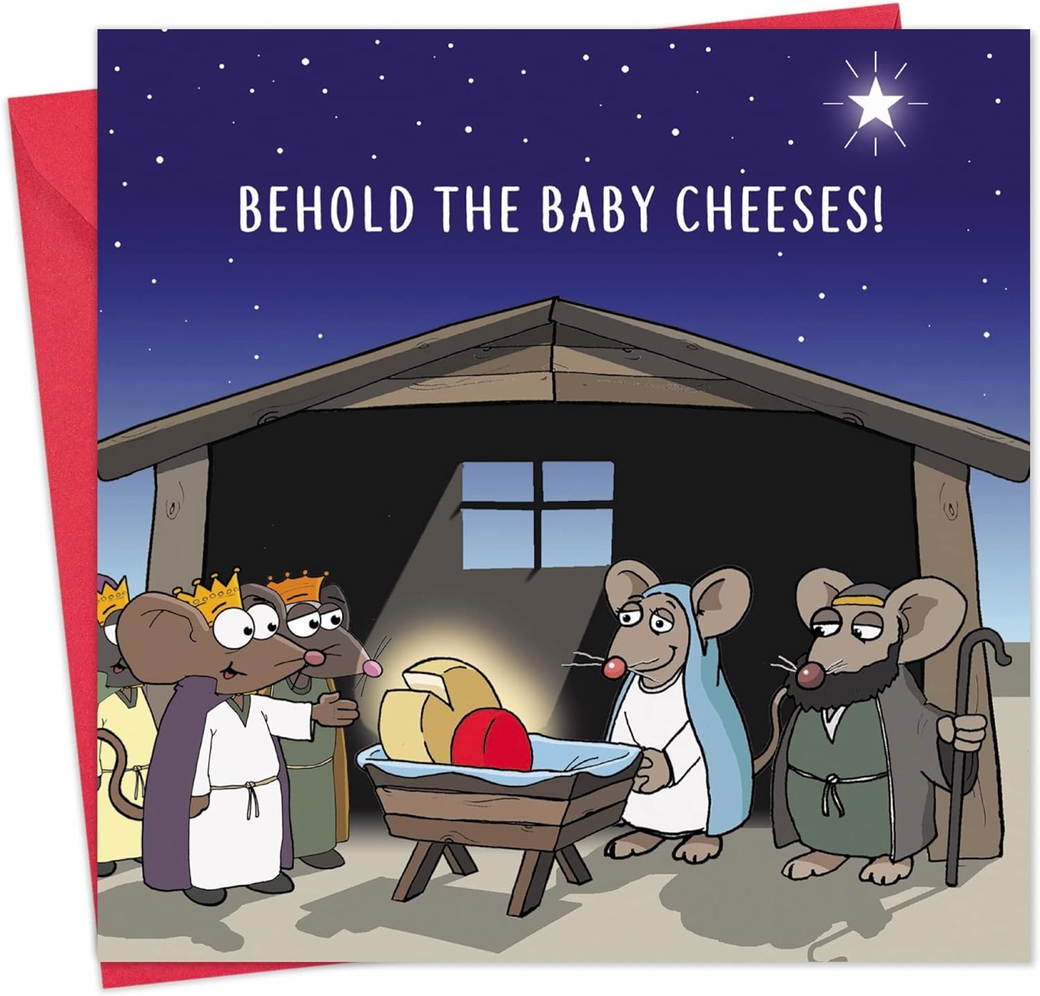 Twizler Merry Christmas Card with Baby Cheeses - Happy Christmas Card - Xmas Card - Funny Christmas Card - Womens Christmas Card - Mens Christmas Card - Female Christmas Card - Male Christmas Card image number 4