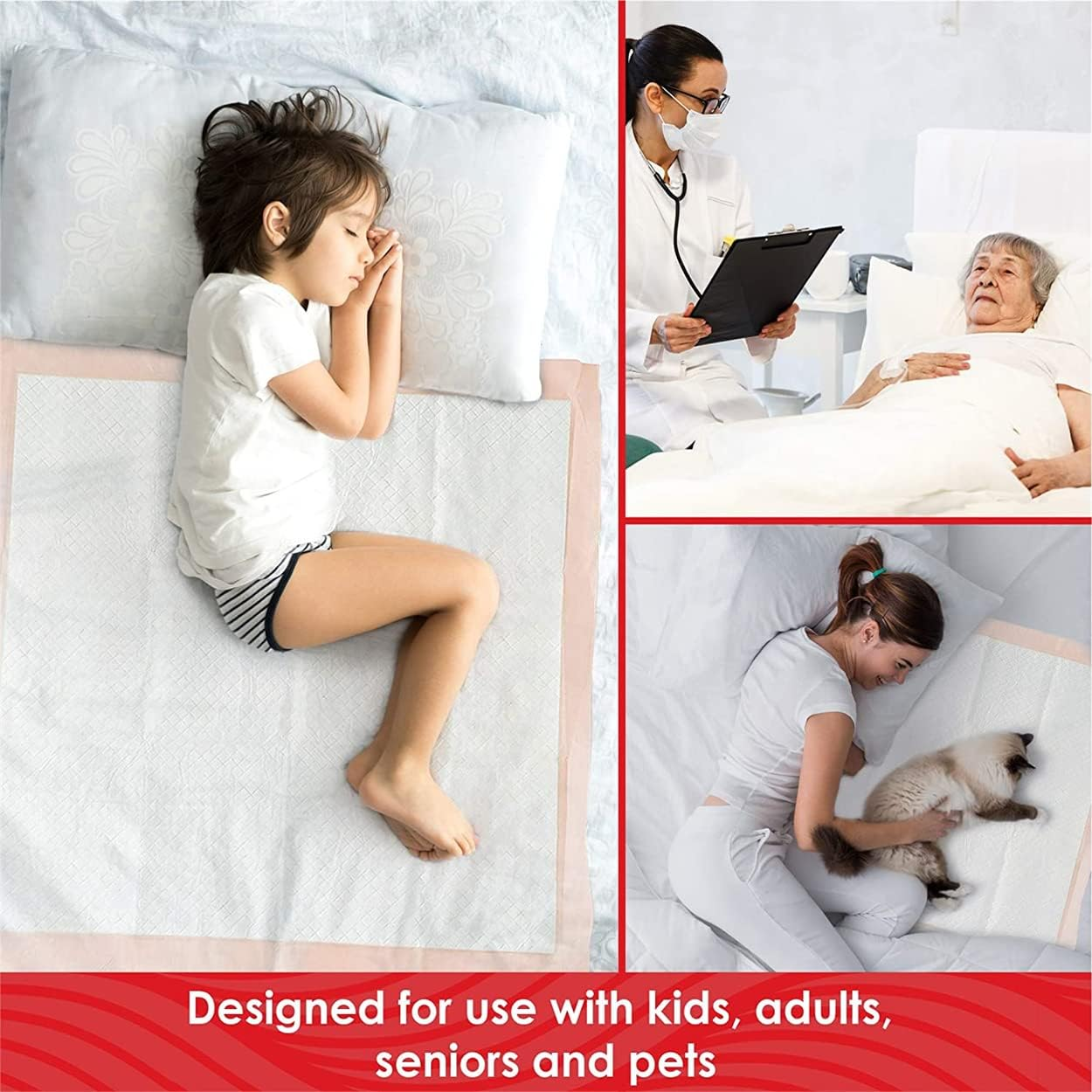 Premium Disposable Dog Pee Pads Chucks Pads, 50 Pack Incontinence Bed Pads, Leak-Proof and Super Absorbent Dog Pee Pads, Disposable Fast Drying Pee Mats for Dogs, Cats, Rabbits Pets (Medium(50Pcs)) image number 3