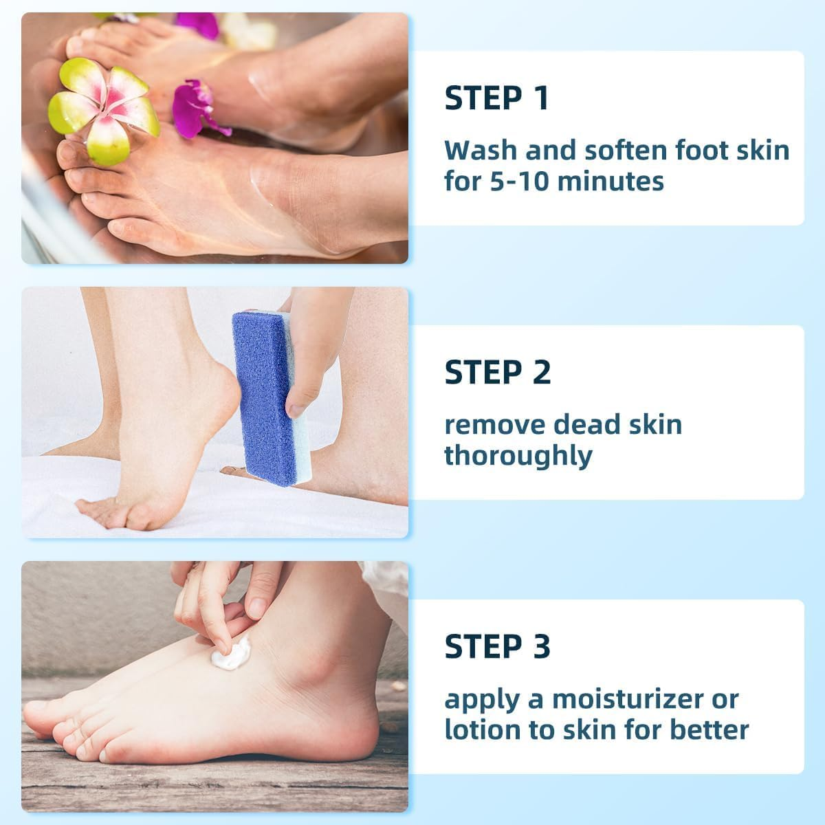 4 Pcs Foot Pumice Stone and Scrubber for Feet and Heels Callus and Dead Skins (Blue)