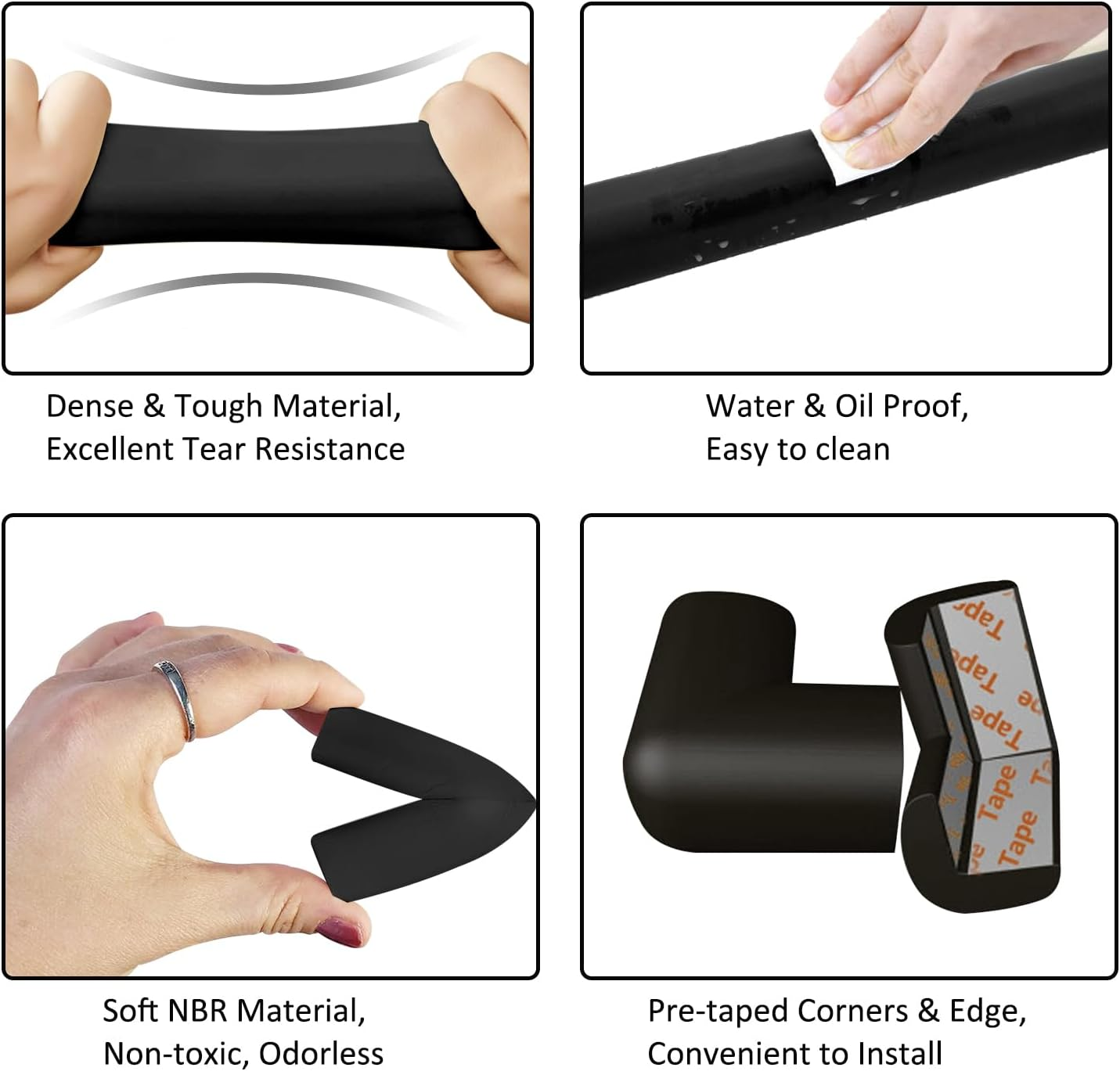 Aedlcal Edge Corner Protector, Baby Proofing Edge Protector Strip with 4 Corner Guards, Soft Rubber Foam Cushion Furniture Corner & Edge Safety Bumpers (Black, 16.4Ft/5M) image number 5