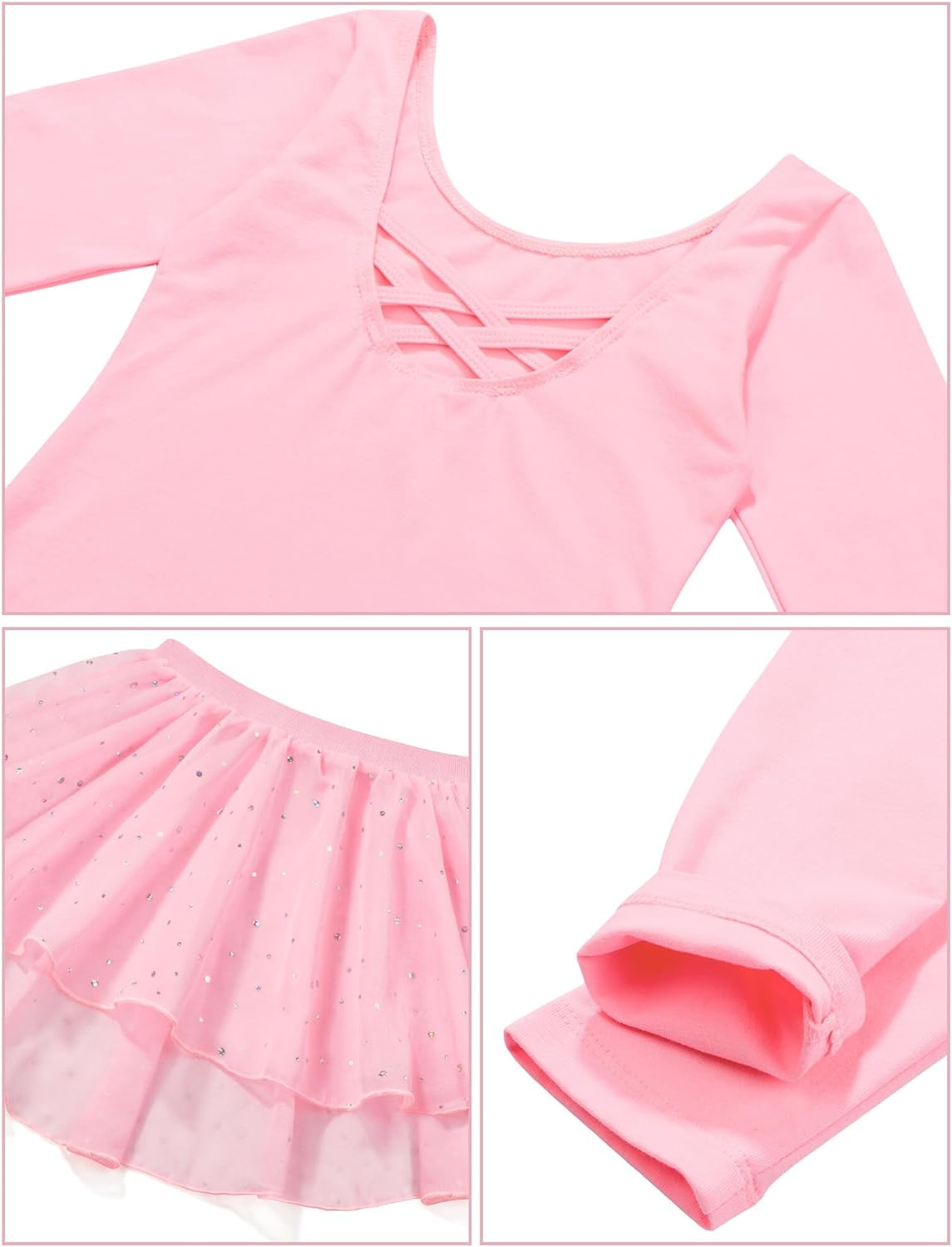 KEOYA Girls Dance Leotards Long Sleeve Ballet Outfits Dance Skirted Leotard Kids Ballet Tutu Dress for 3-11 Years image number 5