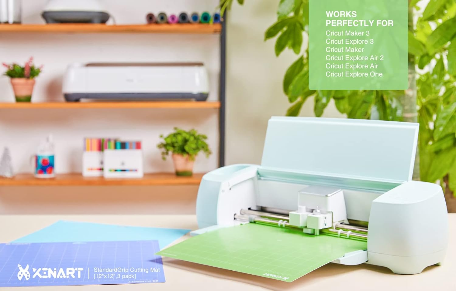 XINART Cutting Mats for Cricut Maker 3/Maker/Explore Air 3/Air 2/One Adhesive 12"X12" Mats Accessories Compatible with Cricut 4 Pack Green image number 6