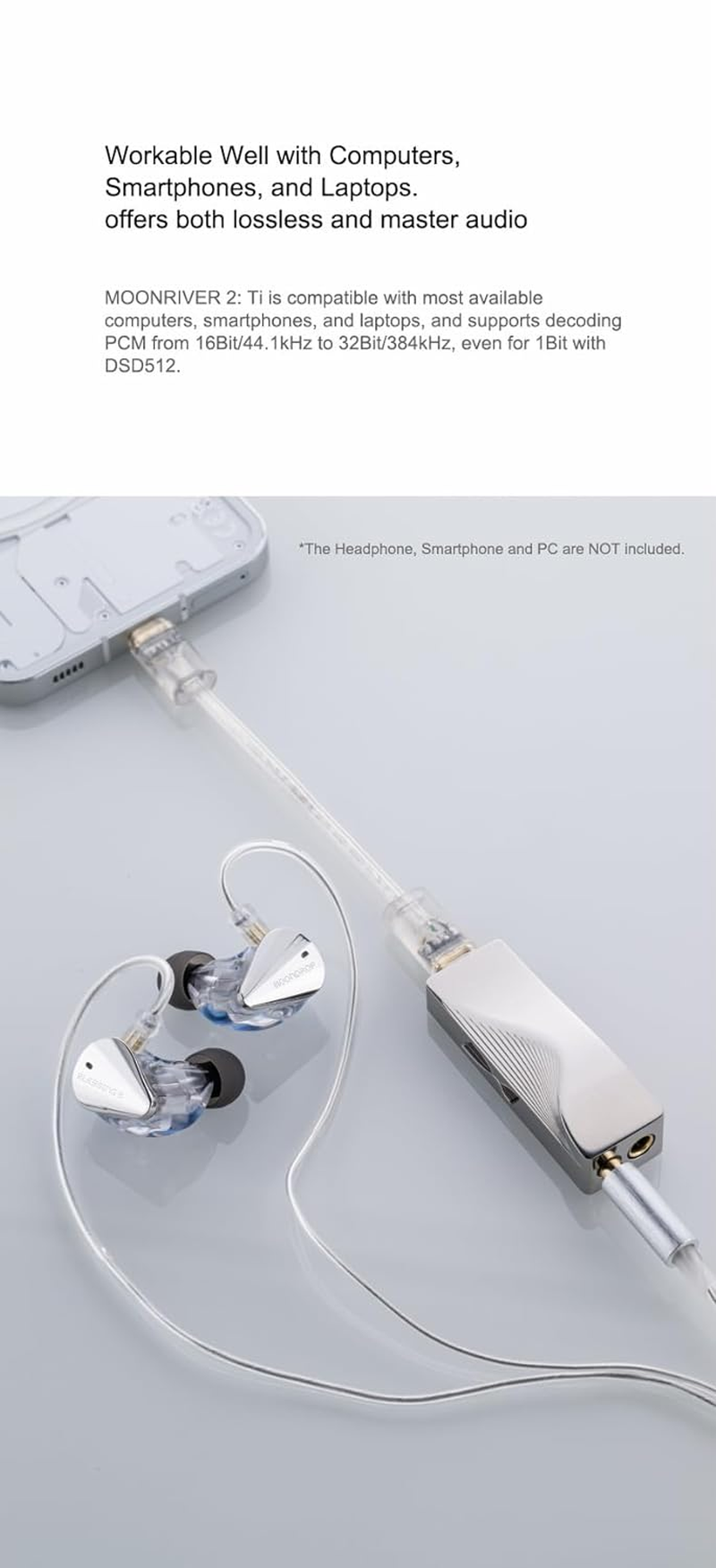 MOONDROP MOONRIVER 2:TI Portable DAC/AMP DSD512 DSD Decoding Dual CS43198 Interchangeable Type-C Port Decoder image number 5