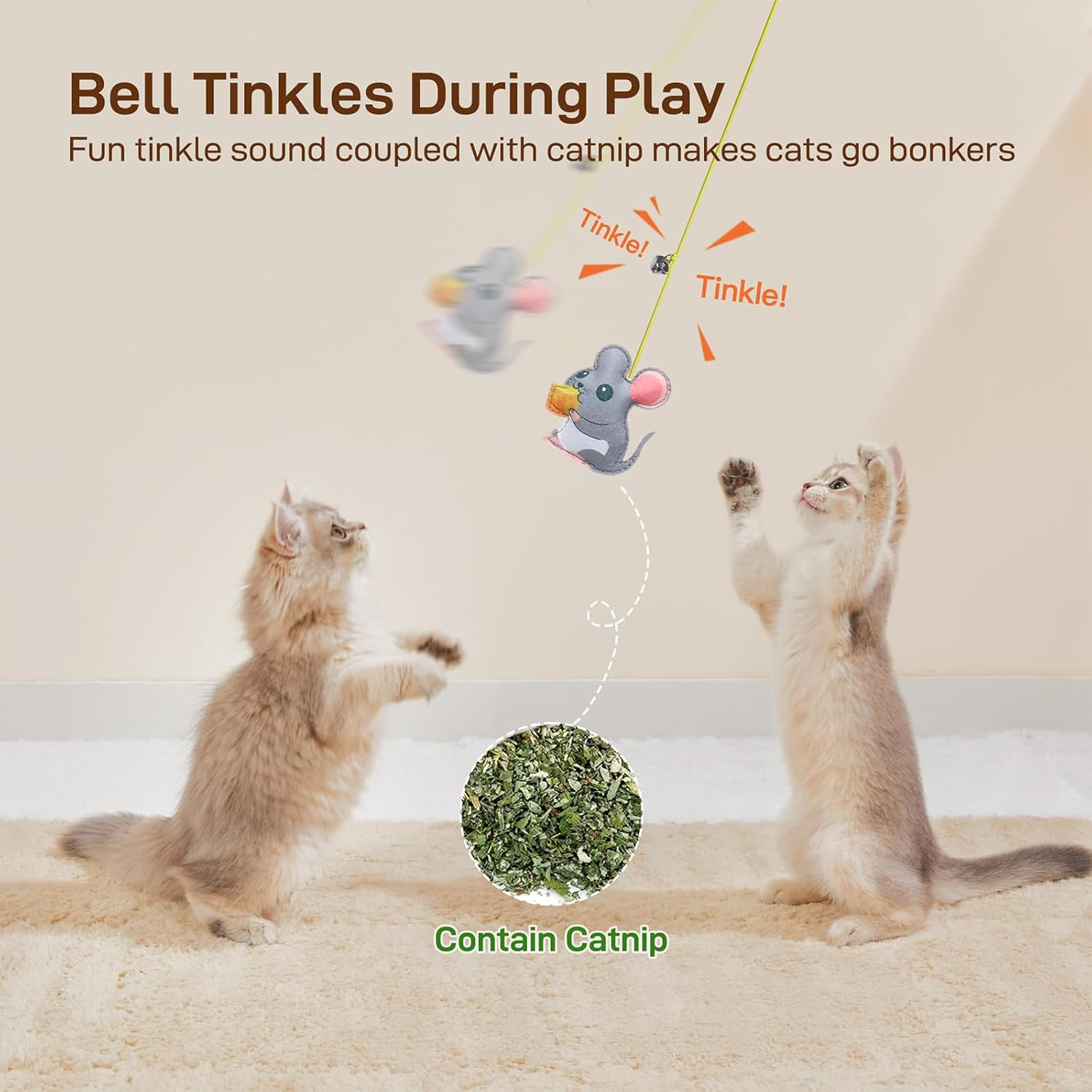 Interactive Cat Feather Toys 5 Pcs, Cat Teaser Retractable, Hanging Interactive Toys for Indoor Cats Kitten Play Chase Exercise, Kitten Mental Exercise Toys image number 4