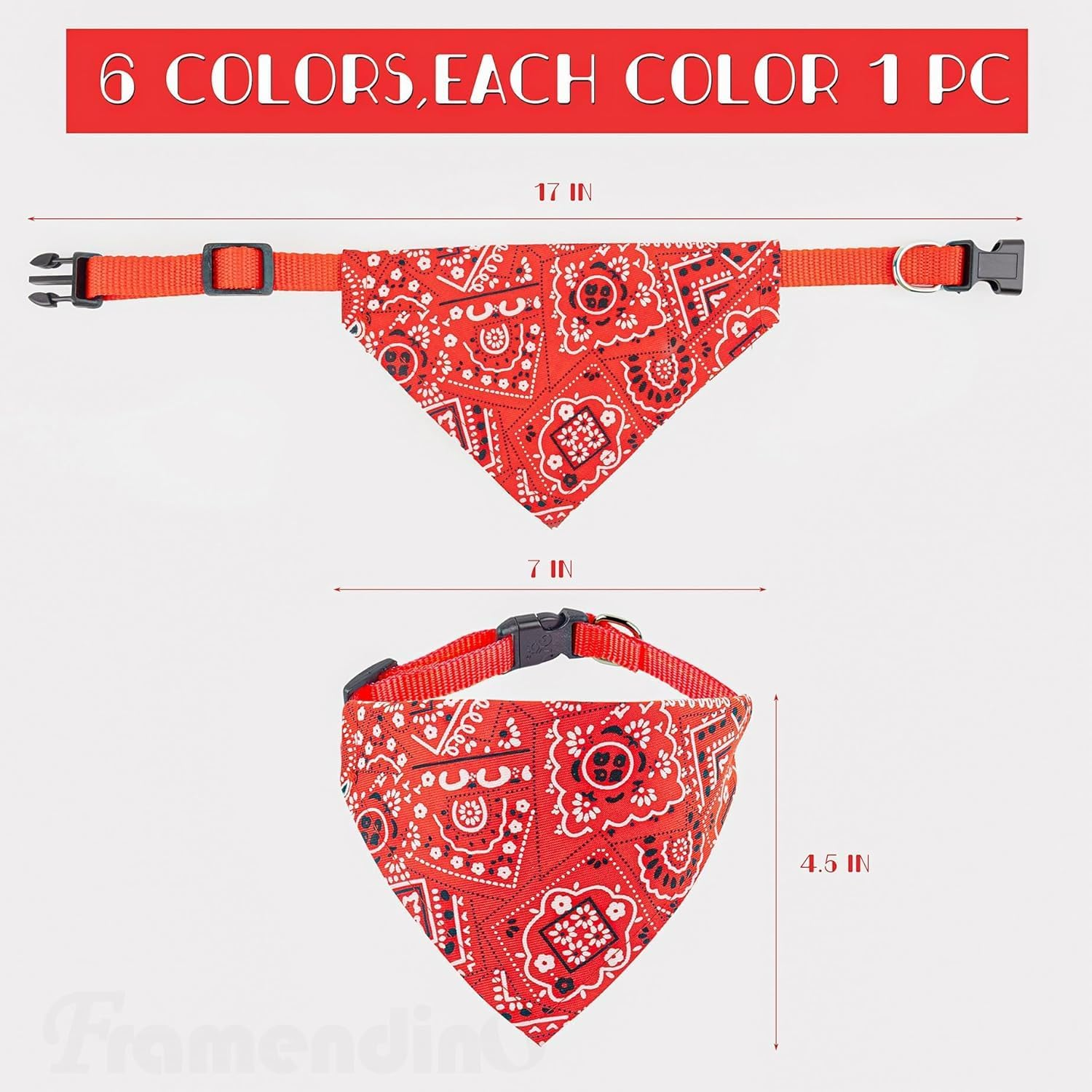 Dog Bandana Collar Scarf, 6Pcs Pet Triangle Bib with Adjustable Buckle, Pet Bandana Puppy Dog Scarf Collar Neckchief with Adjustable Buckle, Dog Neckerchief Bandana Collars image number 3