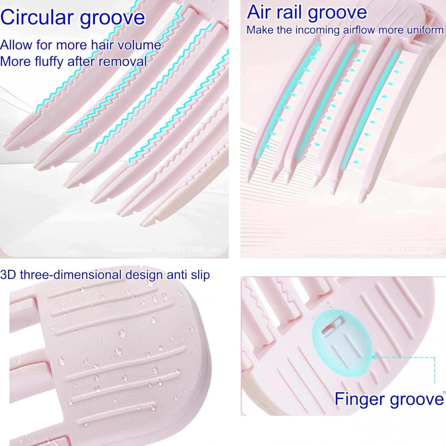 2Pcs Hair Root Lifting Combs Set,Wind Shaping Styling Combs for Fluffy Bangs,Fluffy Bangs Styling Comb, Wind-Sweat Styling Comb (Pink) image number 6