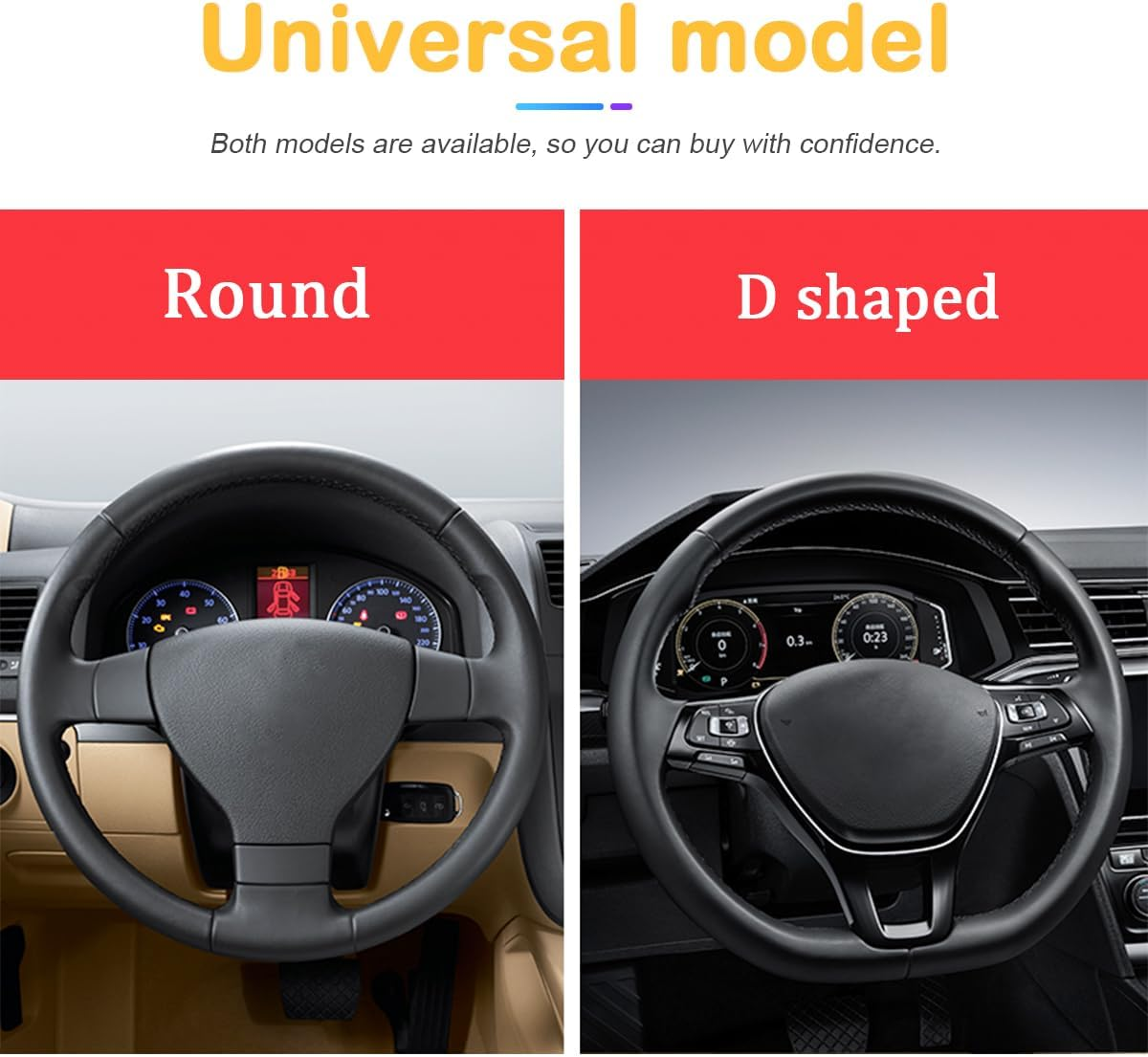 Car Steering Wheel Cover, 15 Inch Carbon Fiber Microfiber PU Leather Elastic Steering Wheel Protector for Men Women, Anti-Slip Breathable Car Interior Accessories for Most Cars (Red) image number 6