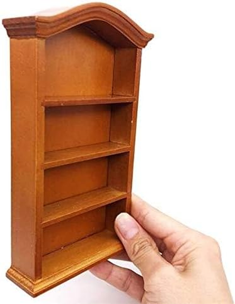Eatingbiting Adult Scene 1:12 Handmade Dollhouse Miniature Furniture Wooden Bookcase Wood Shelf Cabinet Mini Wooden Pretend Play Four Floors Bookshelf Toy Dollhouse Furniture Accessory Doll House Deco