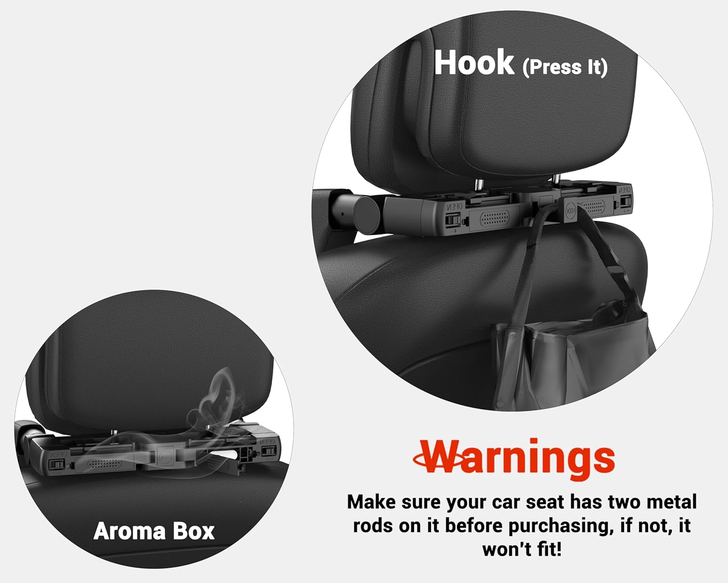 Car Headrest Pillow,Thickened Memory Foam Road Pal Car Seat Headrest,Neck Support Pillow,180&deg; Adjustable Car Headrest, U Shaped,Travel Car Sleeping,Suitable for Kids and Adults (Black)