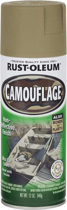 Rust-Oleum Camouflage Spray Paint 340G - Khaki, Flat Non-Reflective Finish, Multi-Surface for Metal, Wood & Masonry &ndash; Fast-Drying for Durable Outdoor Use
