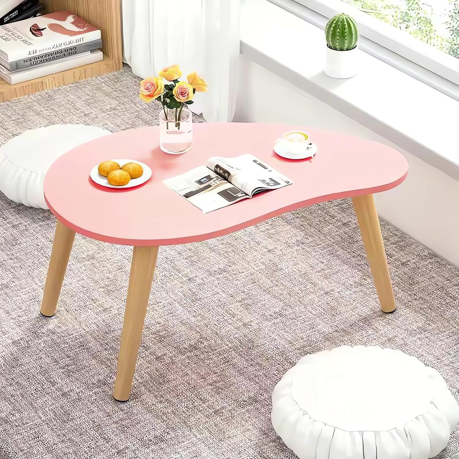 Modern Coffee Table, Multi-Purpose for Living Room Study Bedroom, 60X40X30 Cm, 3 Colours A277 (C Pink)