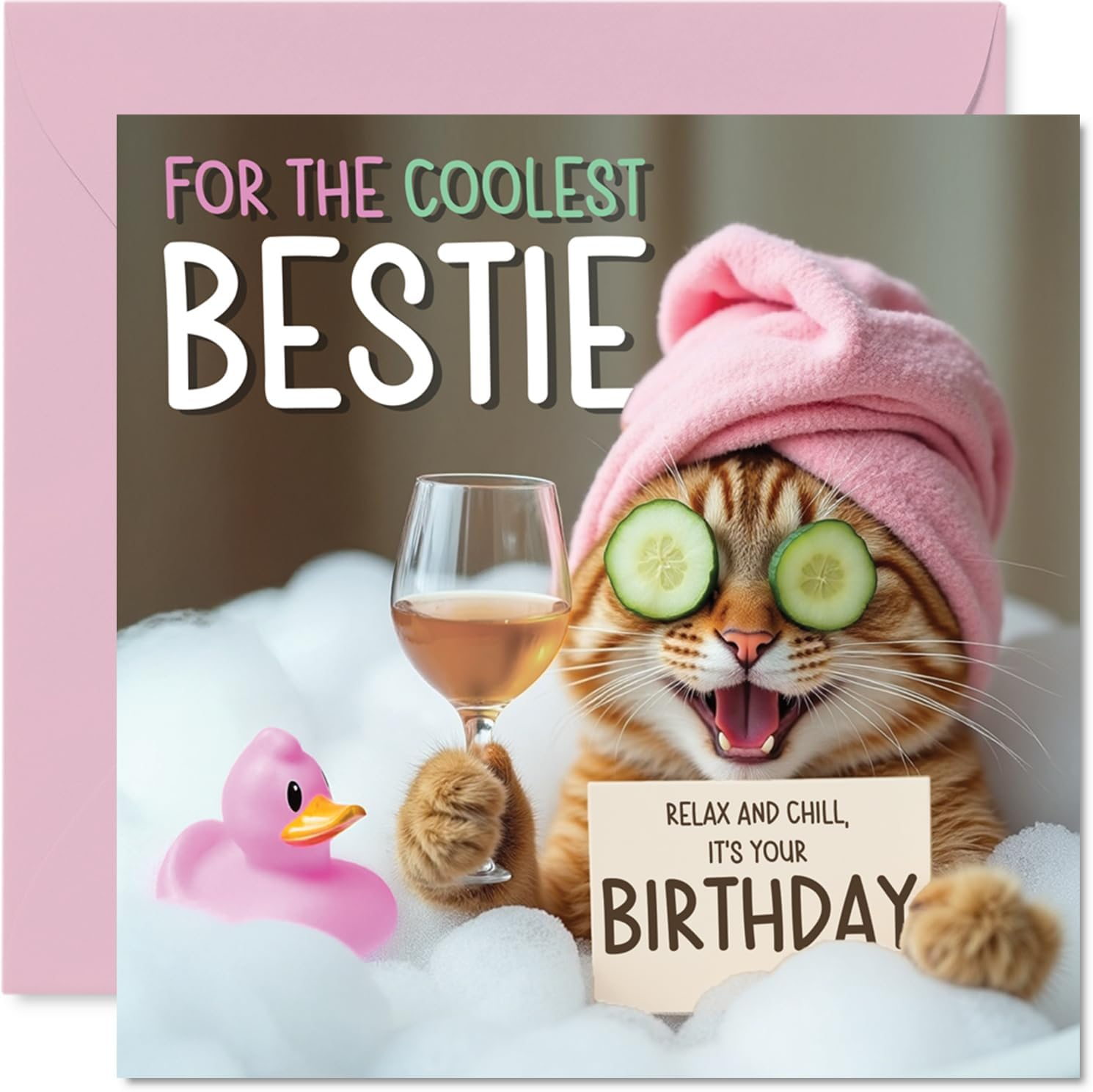 Funny Daughter Birthday Card - Relaxing Bath Cat - Cheeky Happy Birthday Card for Daughter from Dad Mum, 145Mm Joke Humour Bday Greeting Cards