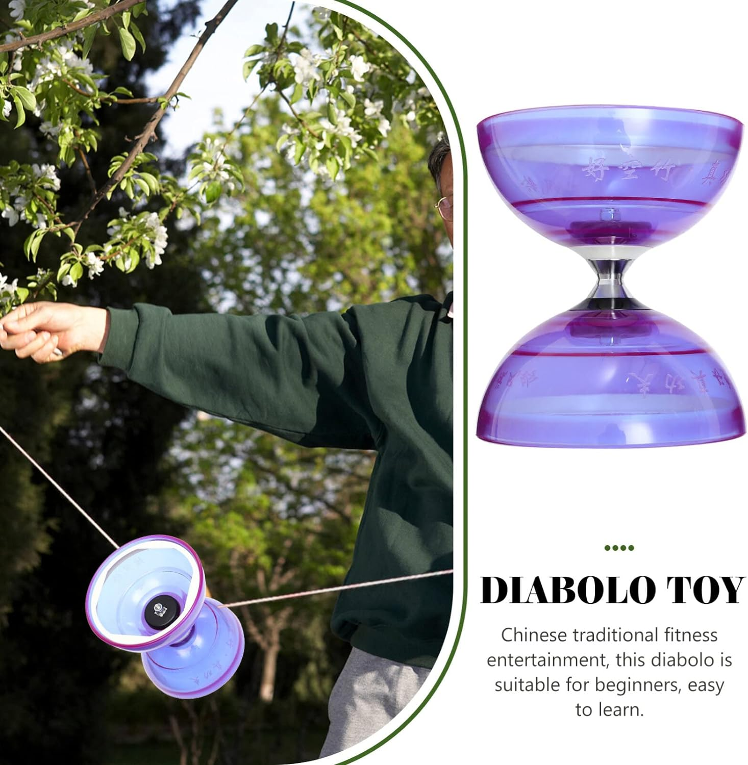 Totority Five Bearings Chinese Diabolo Yoyo Set with Fiberglass Sticks-Adjustable Strings for All Ages - Best for Fitness and Tricks image number 5
