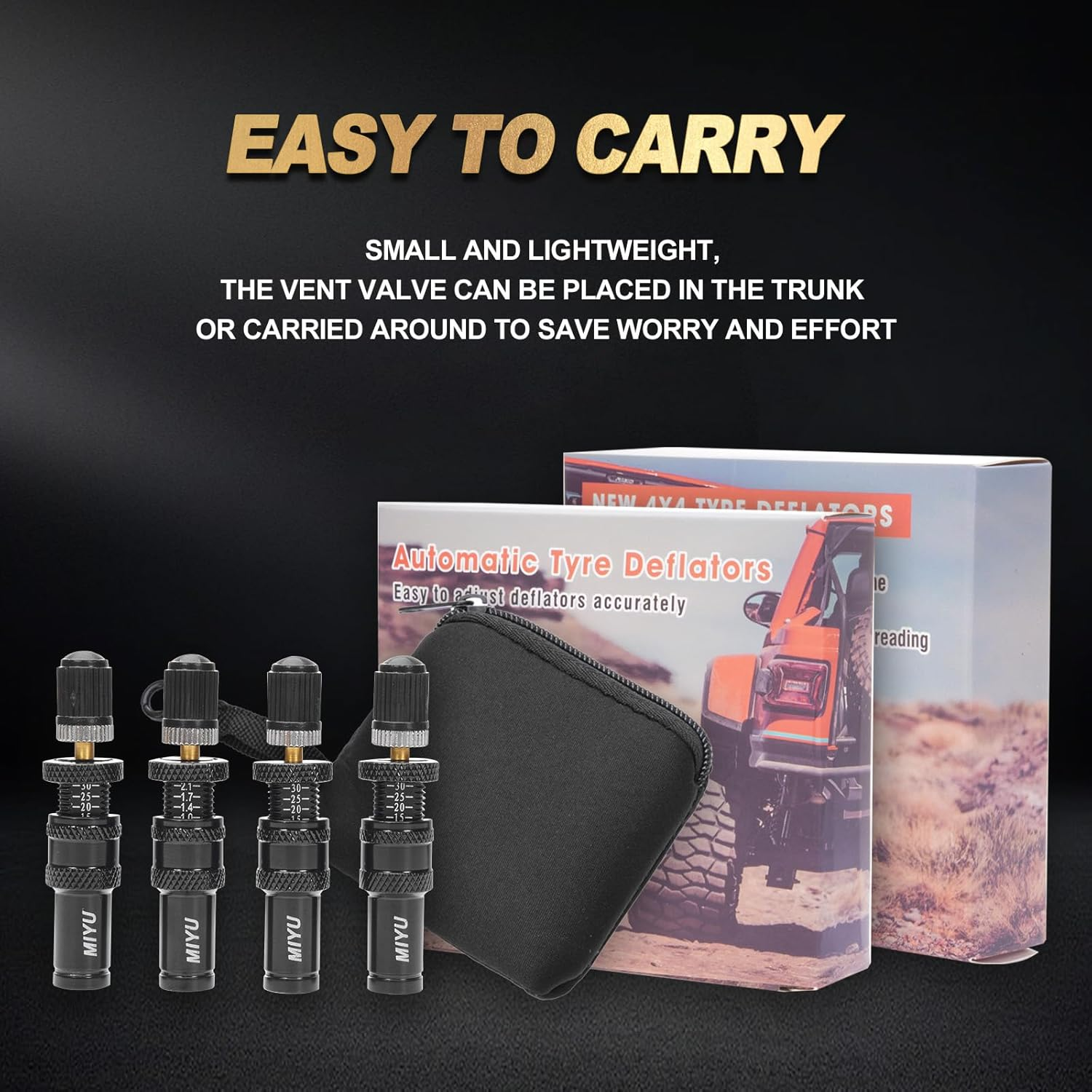 4 Pcs Automatic Tire Deflators Kit, Adjustable Tire Deflator Valve 10-30 Psi,Tyre Air down Tool for Vehicles, Motorcycle, Car, Truck,Jeep Etc image number 5