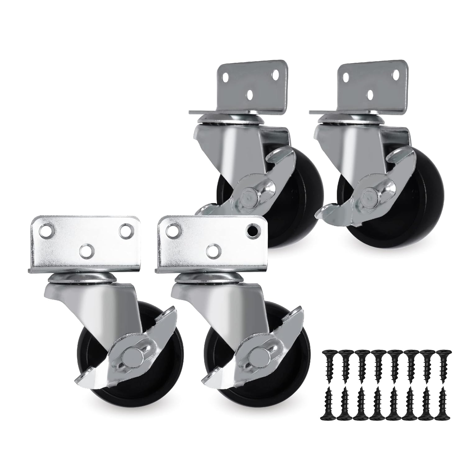 AXL Side Mount 50Mm Caster Wheels, Sturdy L-Shaped PP Plate Casters for Baby Bed, Kitchen, Desk, and Cabinet -Smooth Rolling, Easy Install image number 6