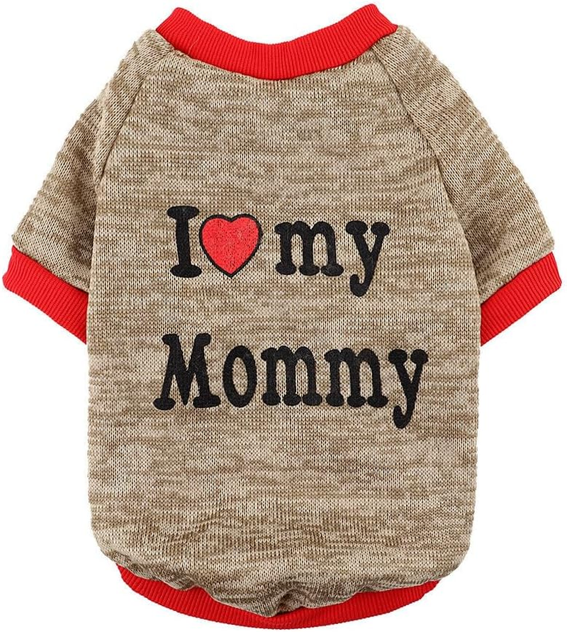Pet Clothes, Winter Dog Sweater I Love My Mom/Dad Dog Sweatshirt Outfit Warm Dog Costume for Puppy Small Dogs (Mommy, S) image number 6