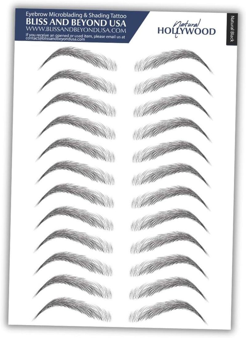 Bliss and beyond USA | Microblading & Shading Tattoo | a Combination of Hair Stoke and Powdered Brows | Non-Toxic | Vegan Friendly (Dramatic Hollywood, Brown)