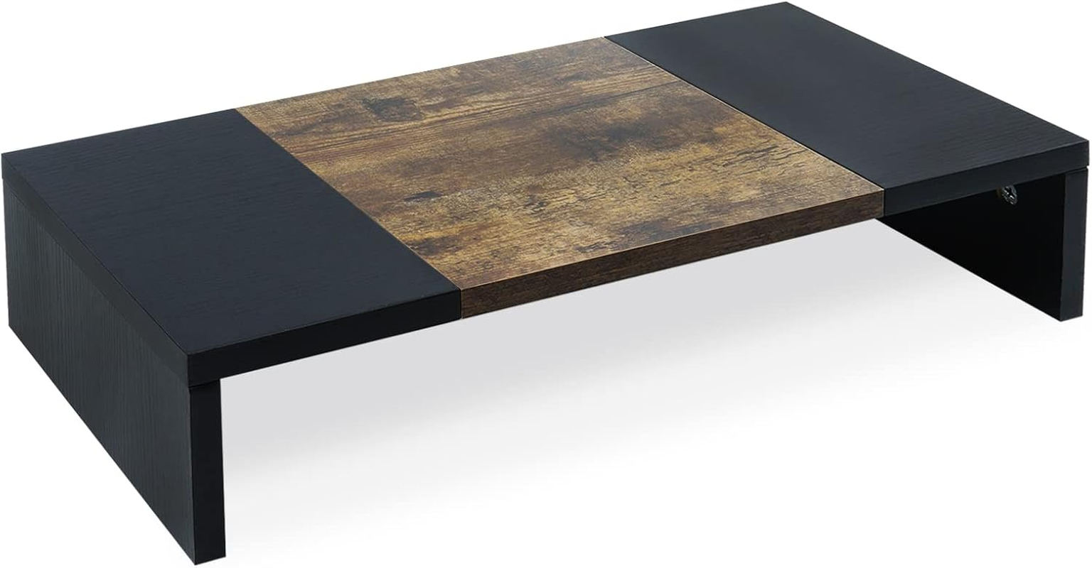 TEAMIX 20 Inch Monitor Riser, Wood Monitor Stand for Desk, Sturdy Tv/Screen/Pc/Printer/Laptop Riser,Computer Shelf with Storage TV Holder for Home Office