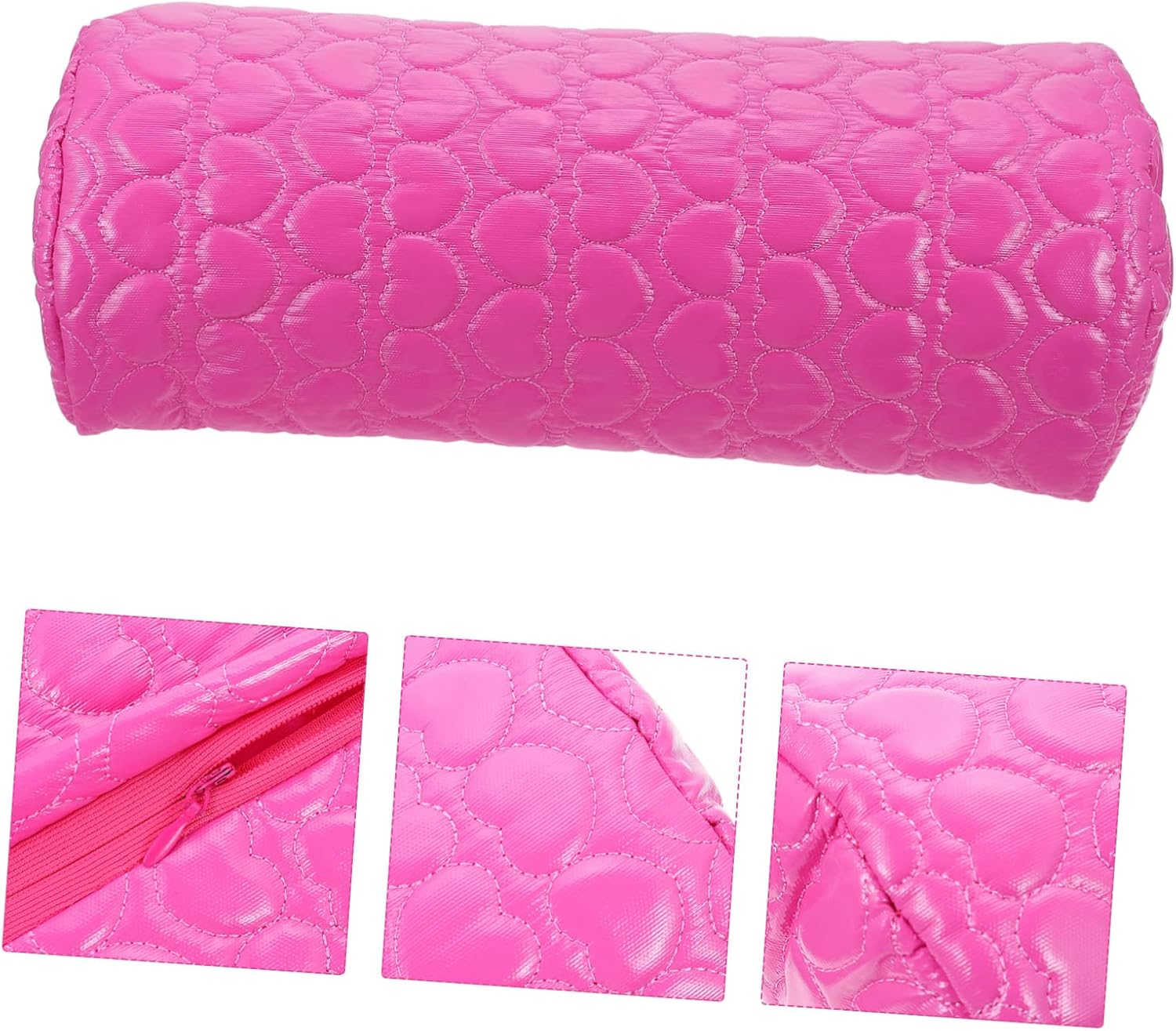 FOMIYES Nail Art Hand Cushion Manicure Hand Pillow Pu Leather Half-Moon Detachable Pink Rest for Nail Salon and Personal Use - Rosy image number 4