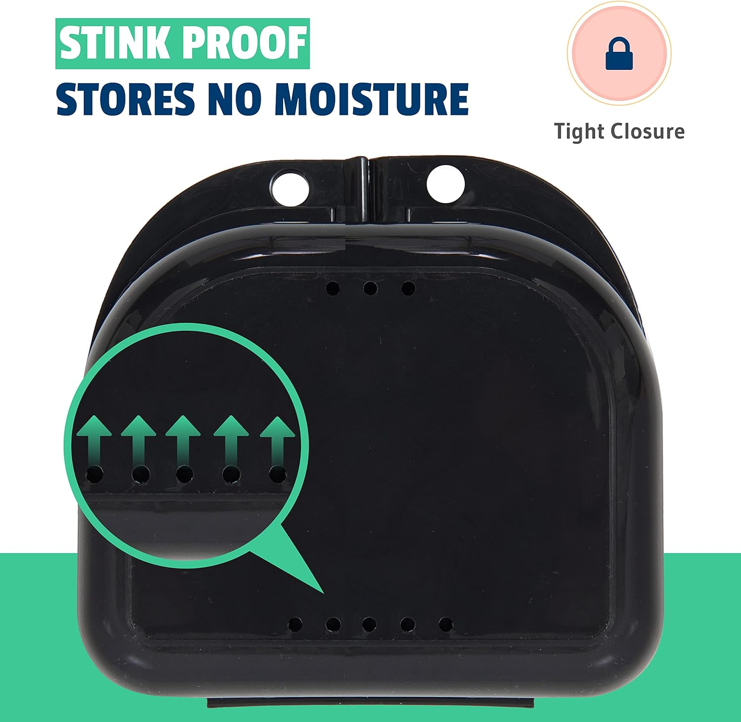 Retainer Case - Pack of 2 - Odorless Mouth Guard Case-Retainer Holder-Ventilated, Durable & Hygienic Night Guard Case for Carrying and Protecting Braces, Partial Dentures & Aligners-3.14 X 3.14 X 1.1 image number 4