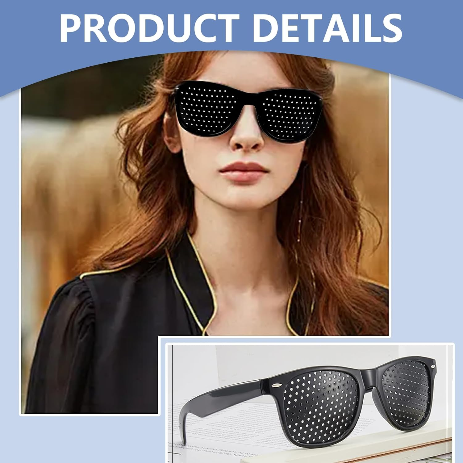 Pack of 2 Grid Glasses for Eye Training, Grid Glasses, Eye Trainer, Hole Glasses, Grid Multidot Glasses, Pinhole Glasses, Multi Dot Glasses for Vision Improvement - Black image number 2