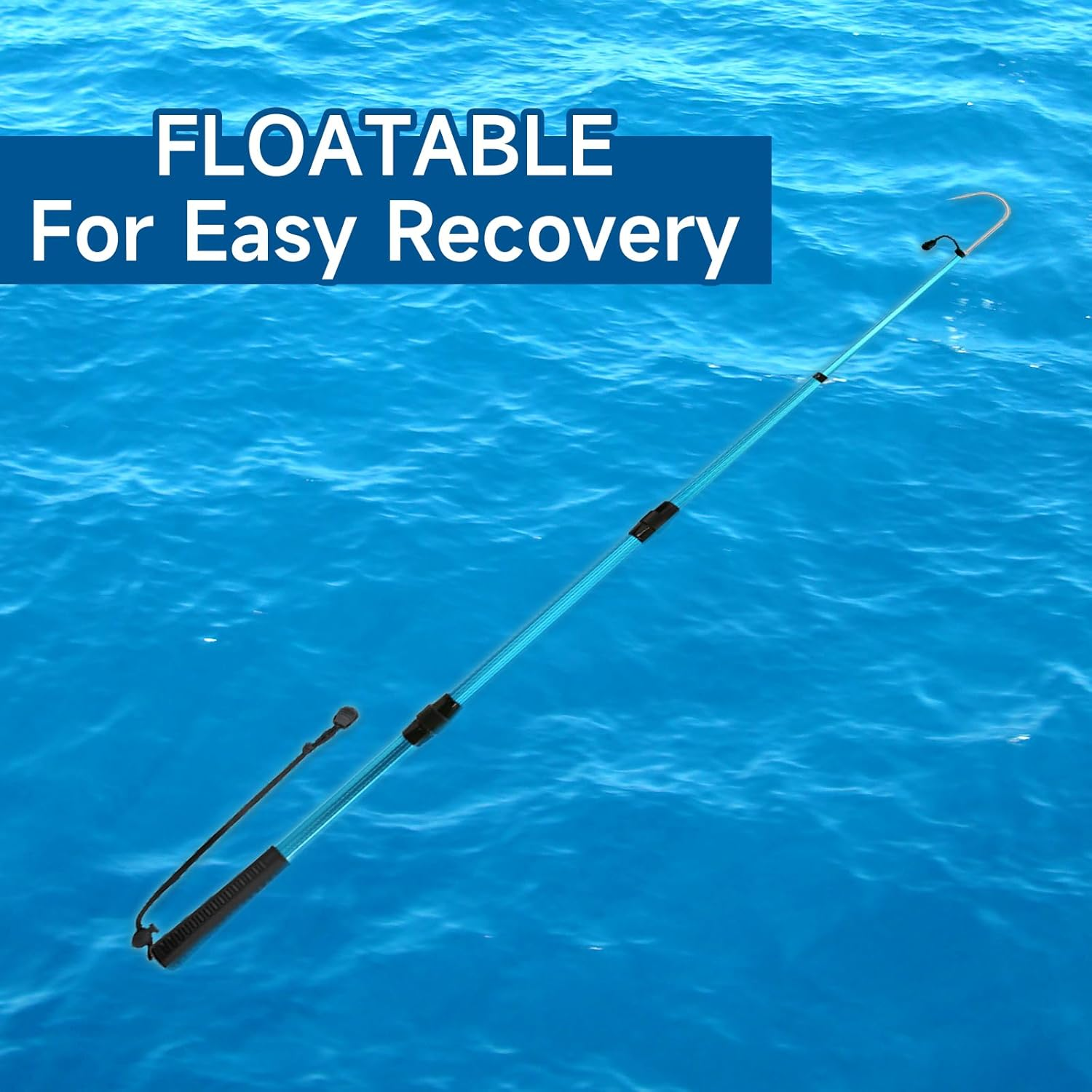 KOMCLUB Telescopic Fishing Gaff - Sturdy Aluminum Pole, Non-Slip Handle, Fish Gaff with Stainless Steel Hook Can Float When Extending，35.4In 6.6Ft S/M Length Spear for Saltwater Fish image number 5