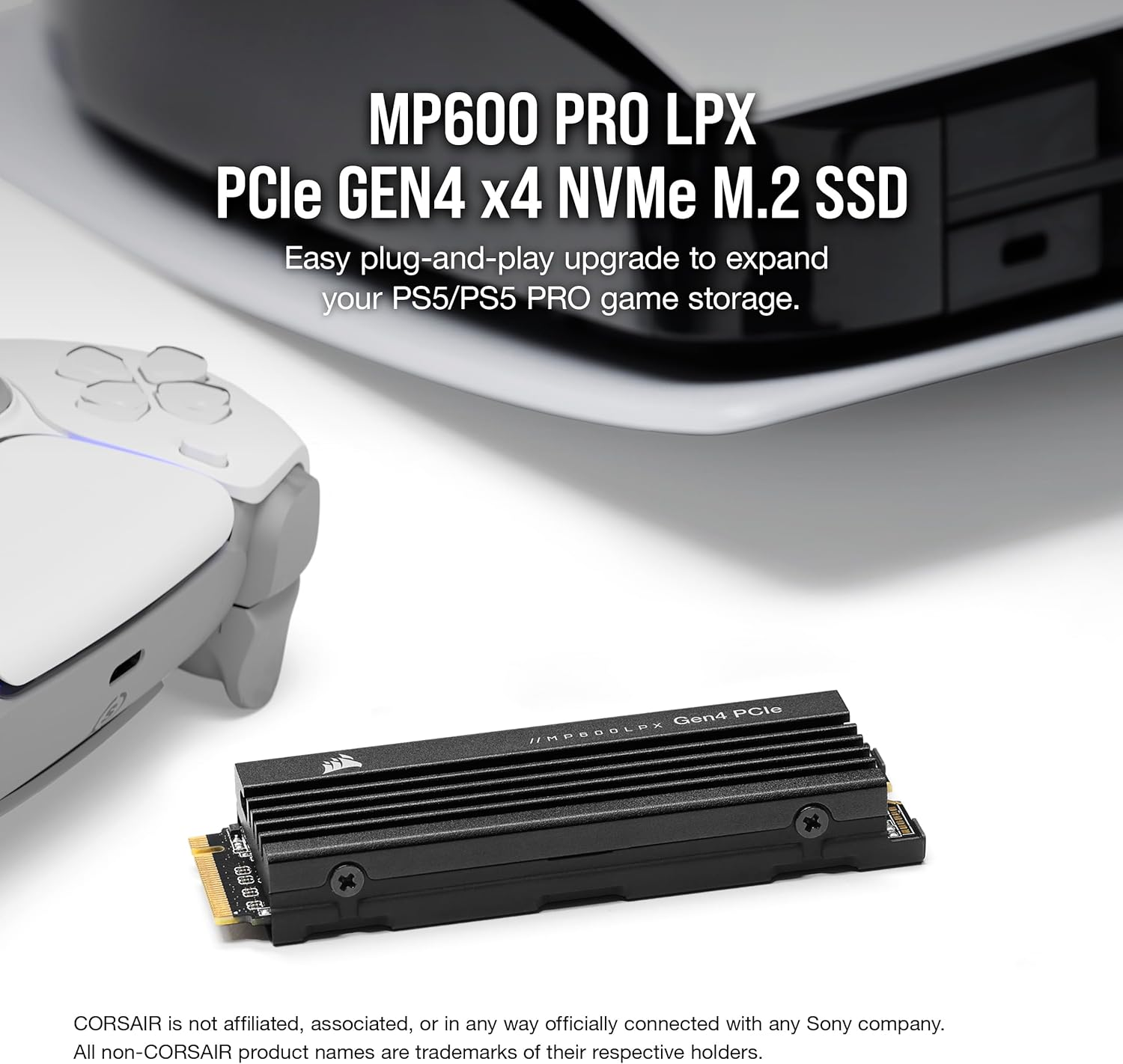 CORSAIR MP600 PRO LPX 8TB M.2 Nvme Pcie X4 Gen4 SSD - Optimised for PS5 (Up to 7,000Mb/Sec Sequential Read & 6,100Mb/Sec Sequential Write Speeds, High-Speed Interface, Compact Form Factor) Black image number 3