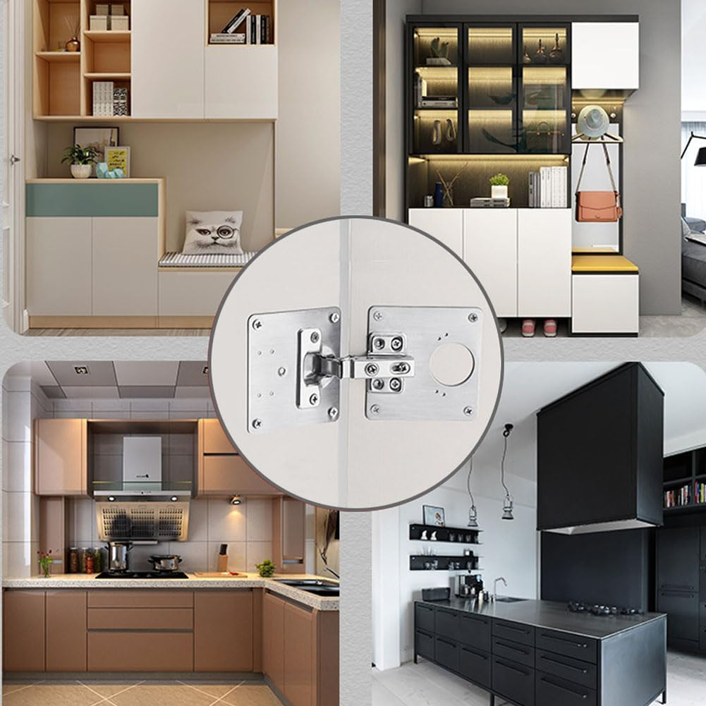 3PCS Stainless Steel Cabinet Door Hinge Repair Plate Furniture Cabinet Door Hinge Fixed Installation Hinge Hole Repair Artifact with Screws (Steel) image number 5