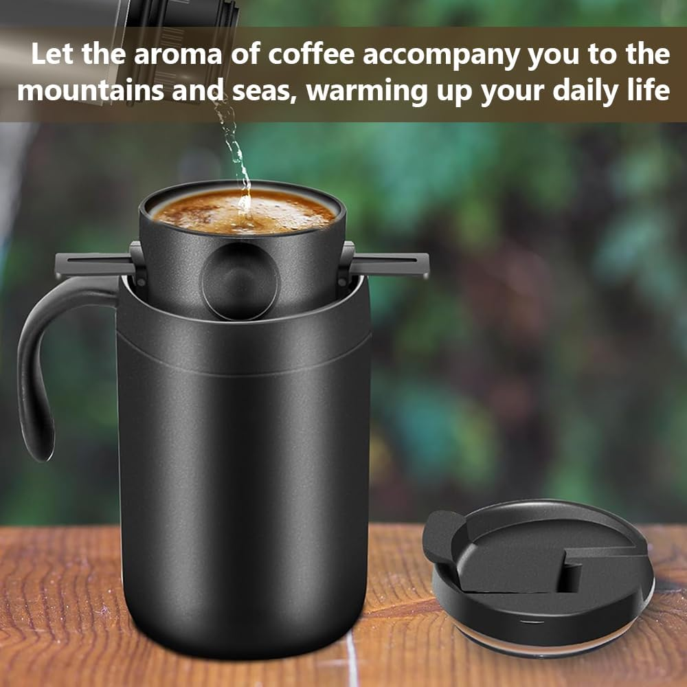 Camping Pour over Coffee Maker Set,Portable Caf Kit, Vacuum Insulated Mug,Stainless Steel Drink Cup, Multi-Purpose with Coffee Dripper,For Travel, Camping, Officing, Backpacking image number 1