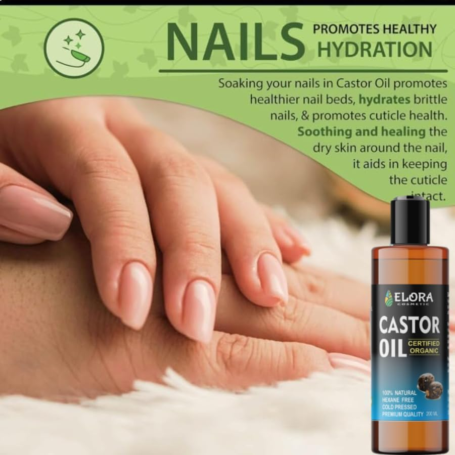 Certified Organic Castor 200ML Oil, Cold-Pressed Castor Oil, Hexane Free, Castor Oil for Hair Growth, Eyebrows, Eyelashes and Dry Skin. Anti-Oxidant Oil for Hair, Skin, Face.(Plastic Bottle) (200 ML) image number 6