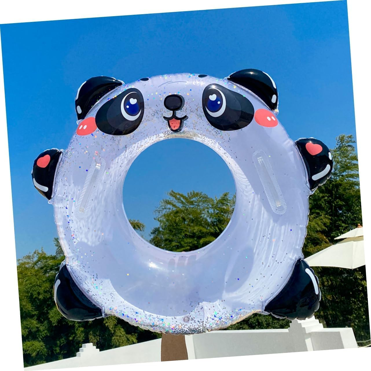 Panda Swimming Ring Water Floaties for Adults Adult Floaties Cartoon Swimming Ring Pool Ring Kids Pool Float Baby Floaties Inflatable Adult Pool PVC Swim Ring Inner Tube Child Cute image number 2
